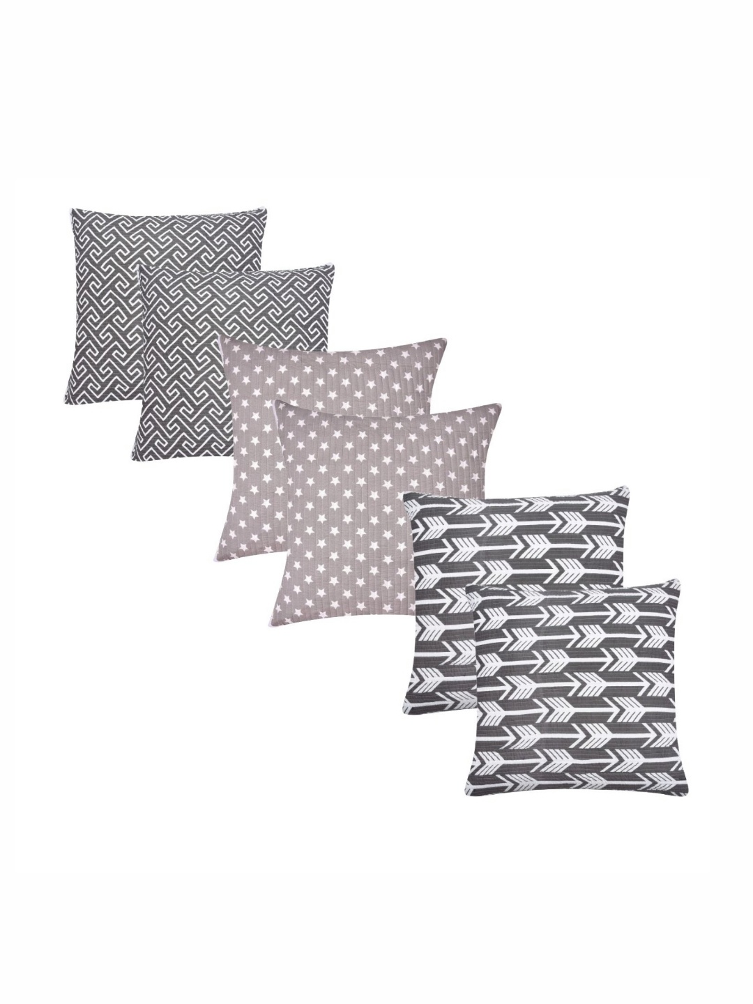 

RRC Grey & White Set of 6 Geometric Square Cushion Covers