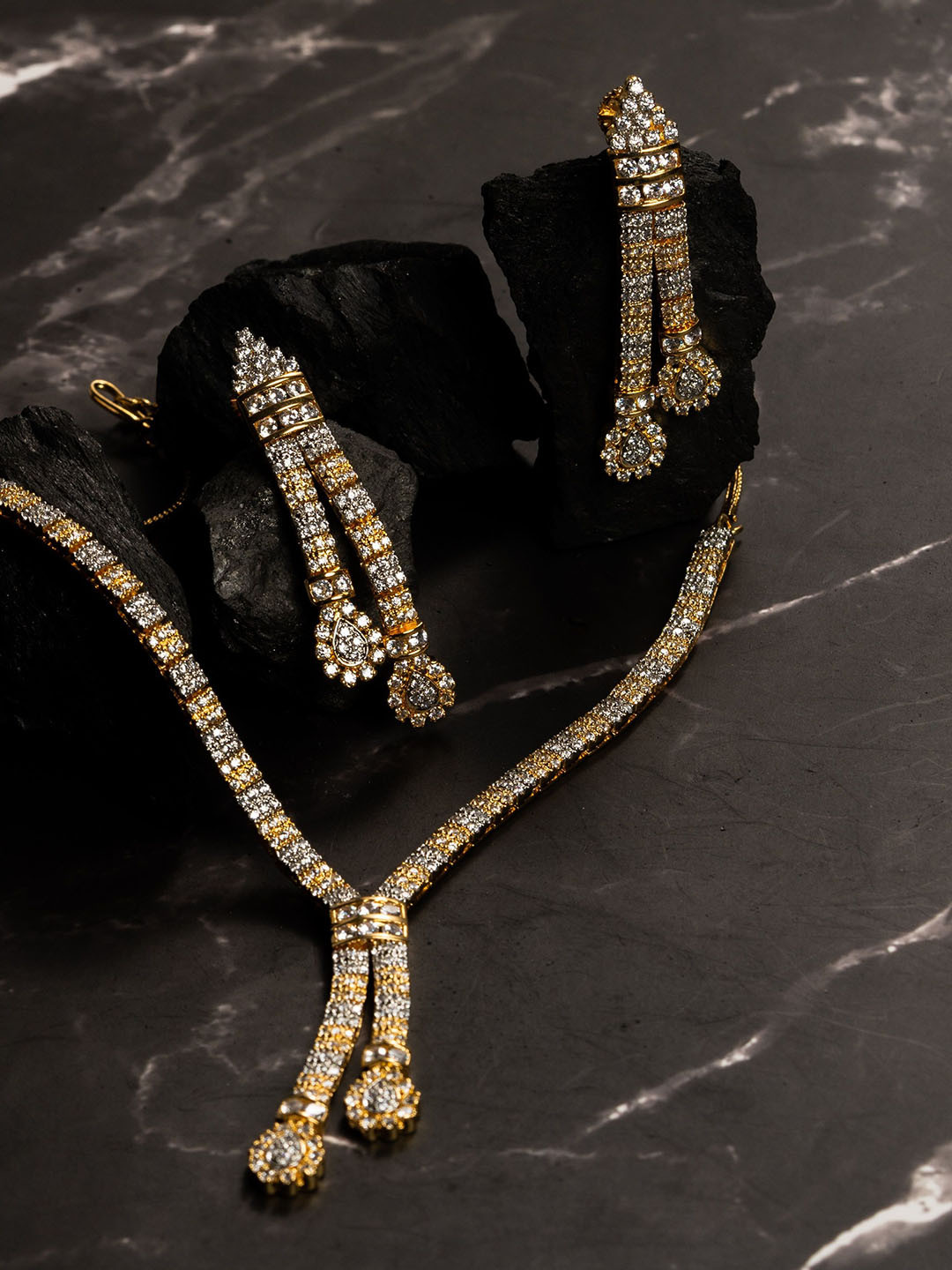 

Zevarly Gold-Plated CZ-Studded Jewellery Set