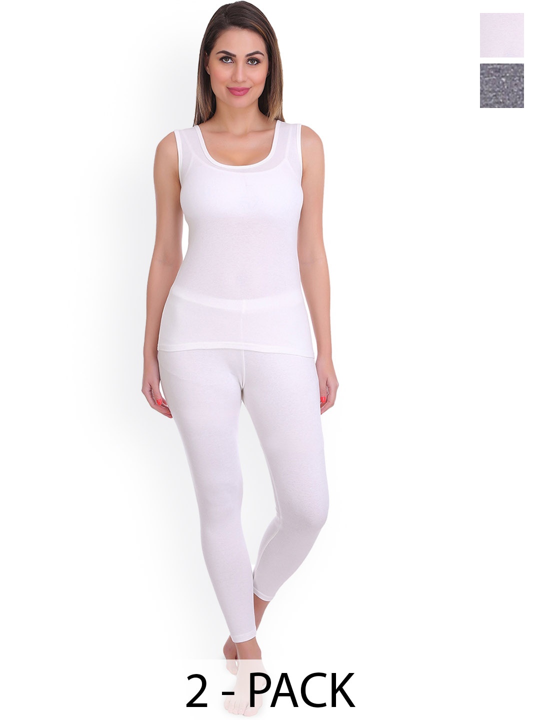

SELFCARE Women Pack Of 2 Moisture-Wicking Thermal Set, Charcoal