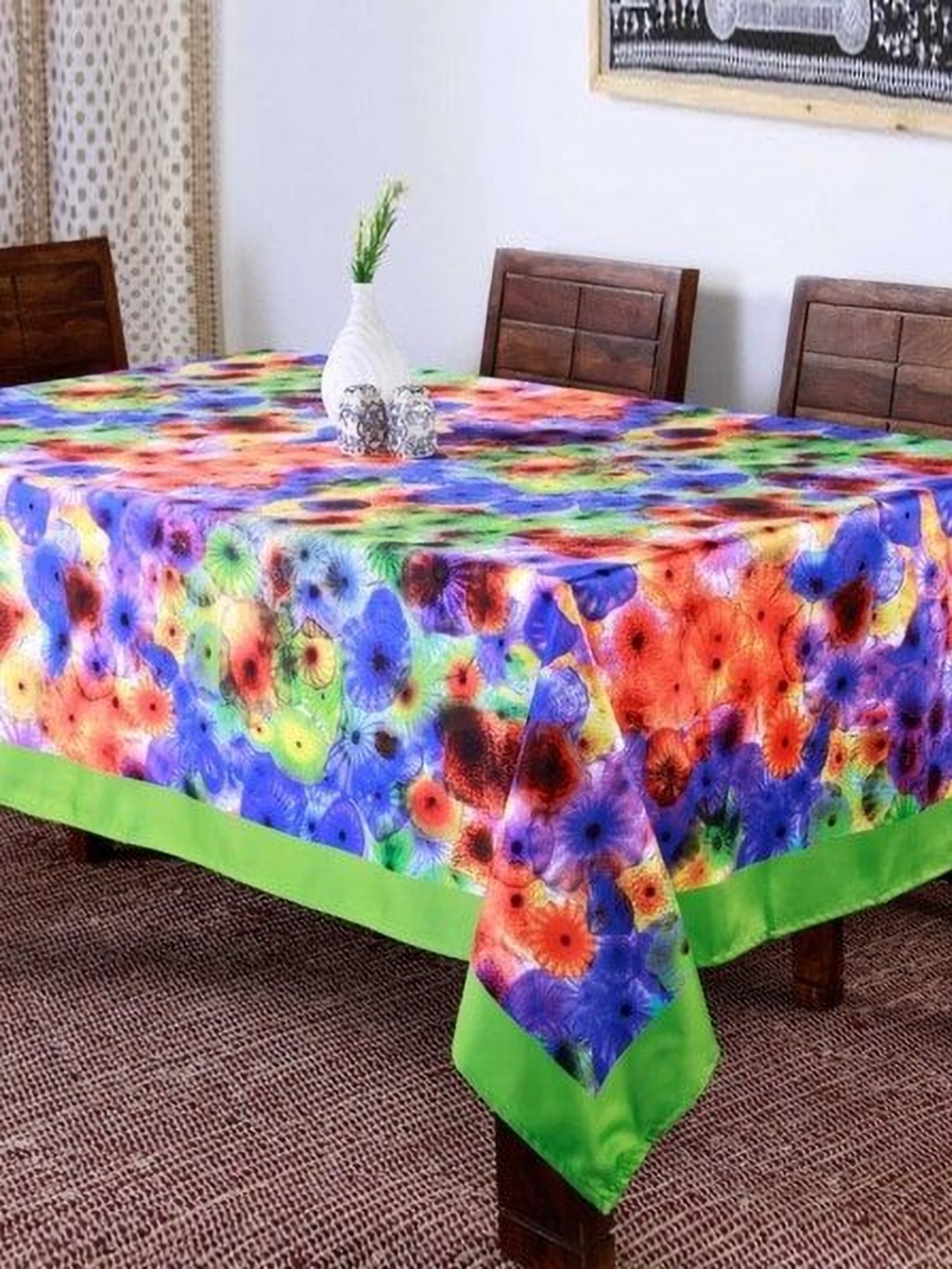 

Lushomes Cream-Coloured & Orange-Coloured Floral Printed 4-Seater Table Cover