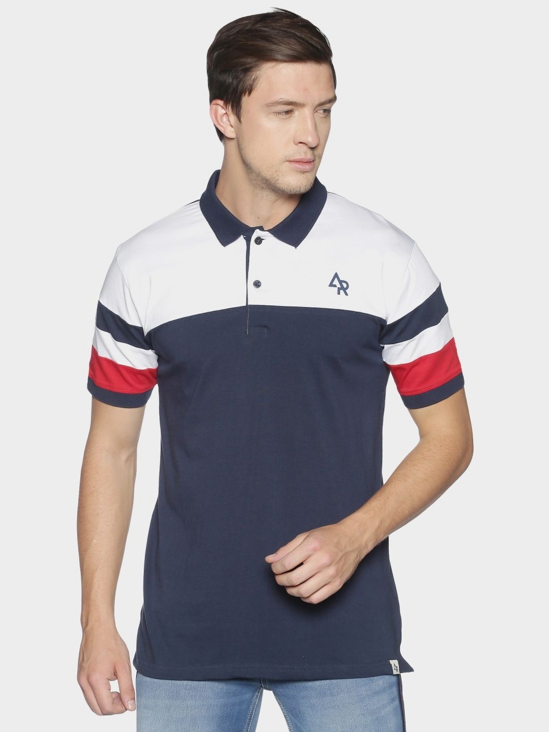 

ADRO Men Colourblocked Polo Collar T-shirt, White
