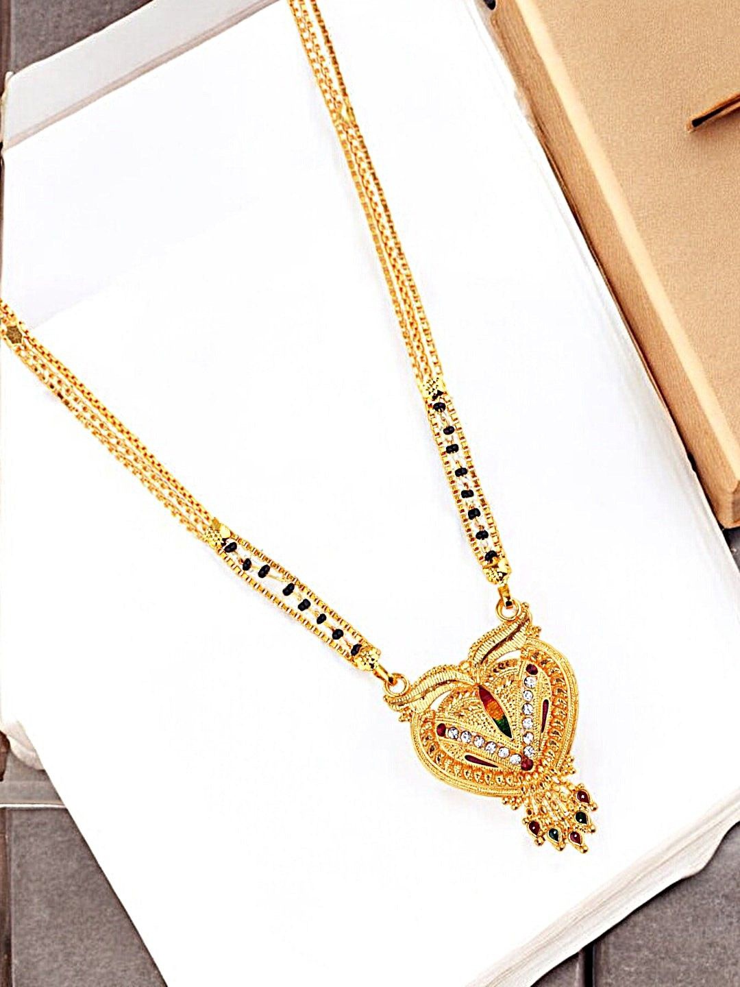 

9blings Gold-Plated Beaded Mangalsutra