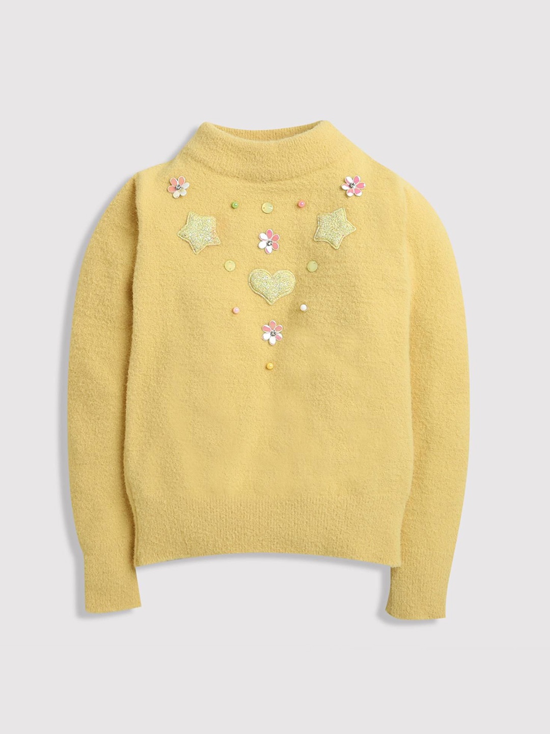 

Tiny Girl Embroidered Pullover, Yellow