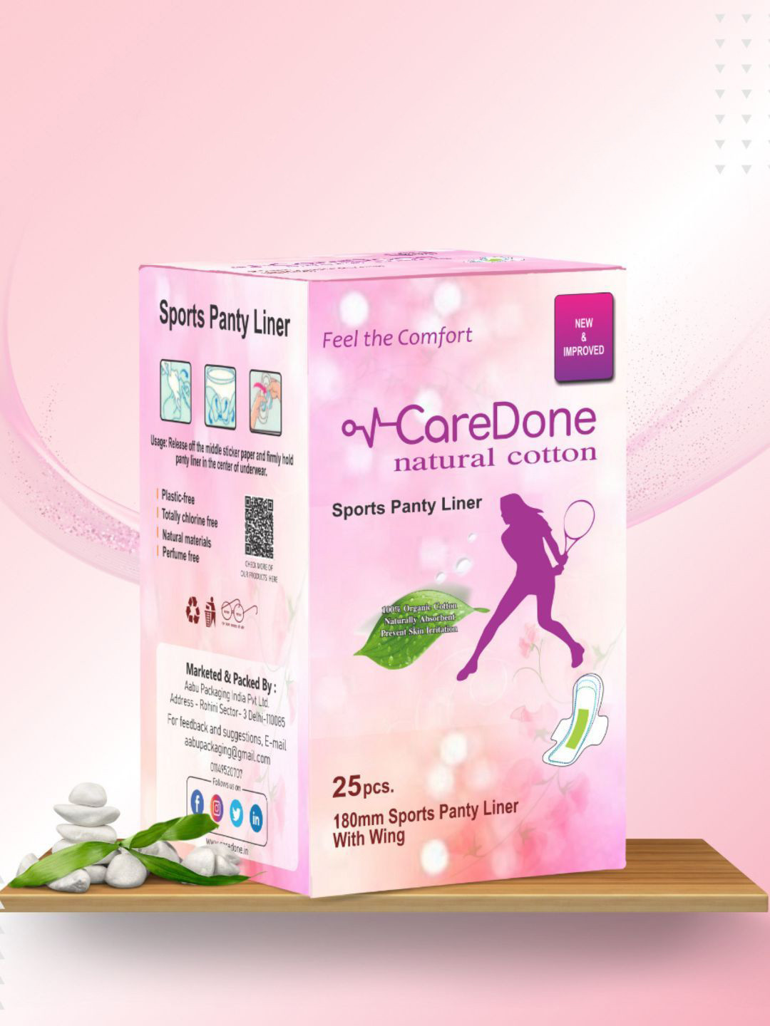 

CareDone Ultra Thin Organic Cotton Sports Panty Liners - 25 Pieces, White
