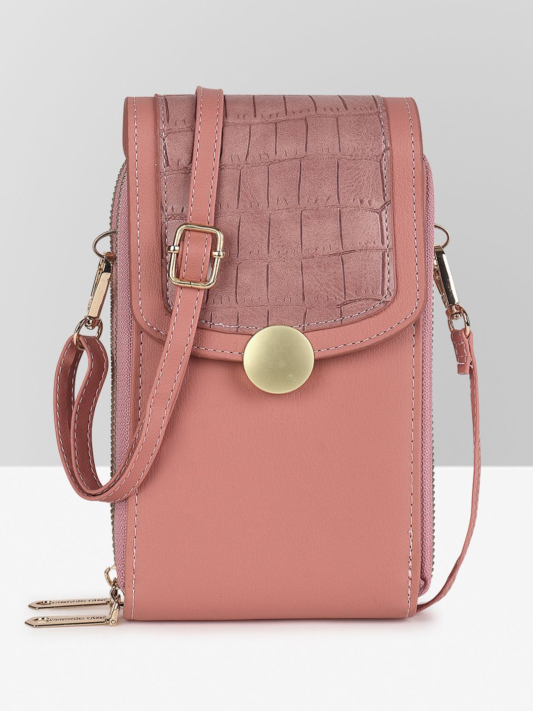 

Filauri Women Textured Leather Structured Sling Bag, Pink