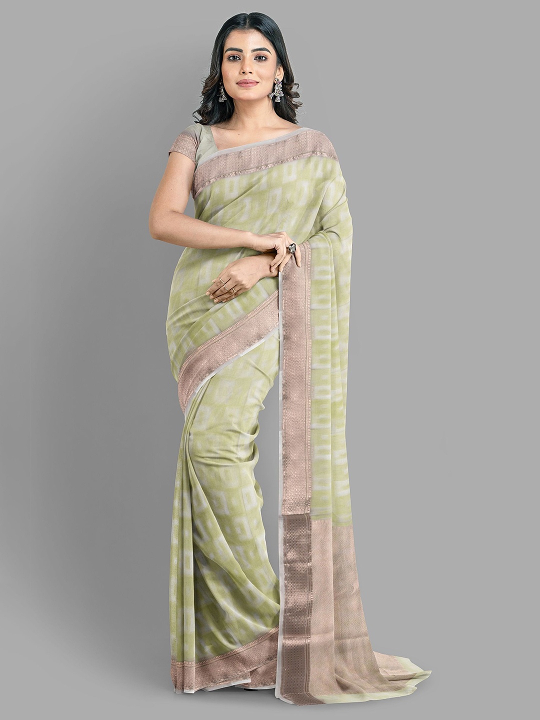 

The Chennai Silks Ethnic Motifs Maheshwari Saree, Cream