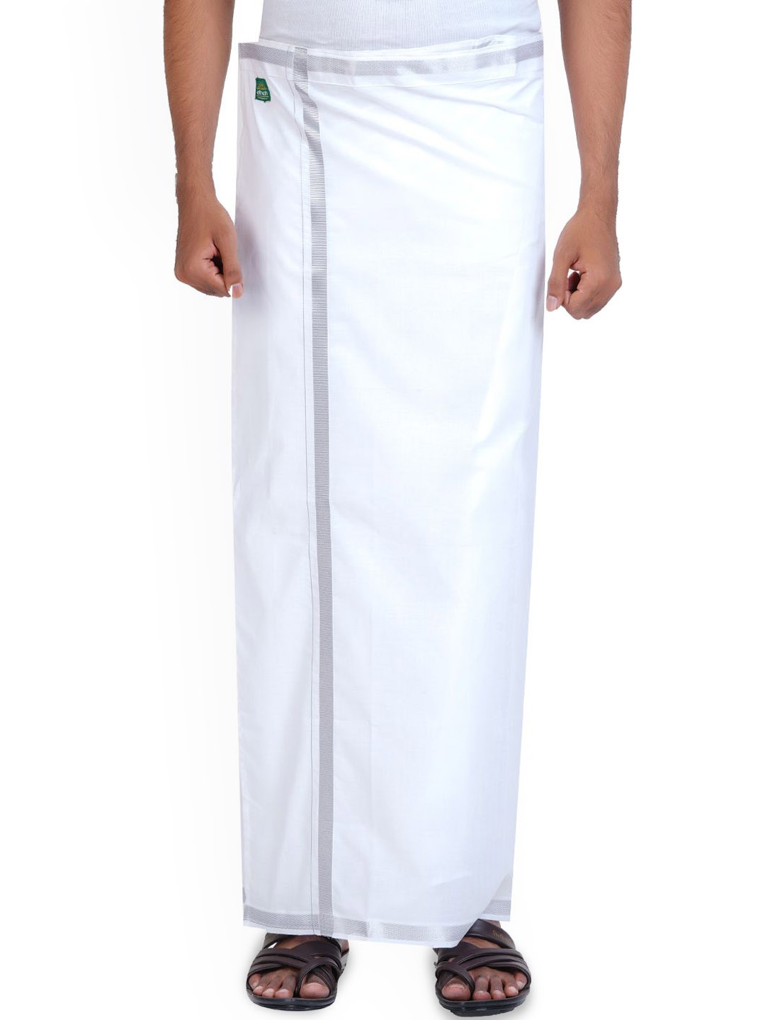 

Ethazh Men Pure Cotton Zari Border Dhotis, White