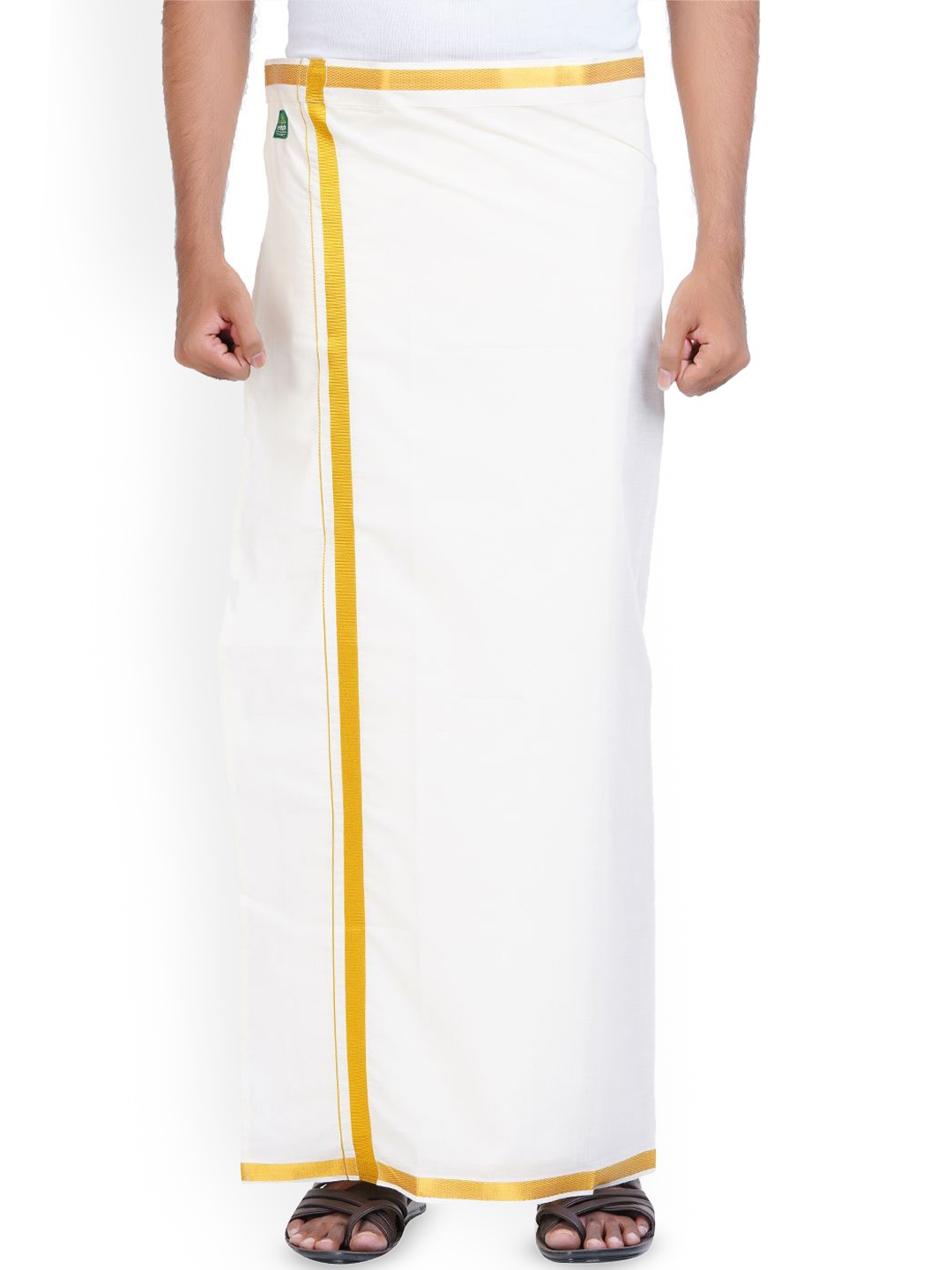 

Ethazh Men Pure Cotton Fancy Border Dhoti With Pocket, White