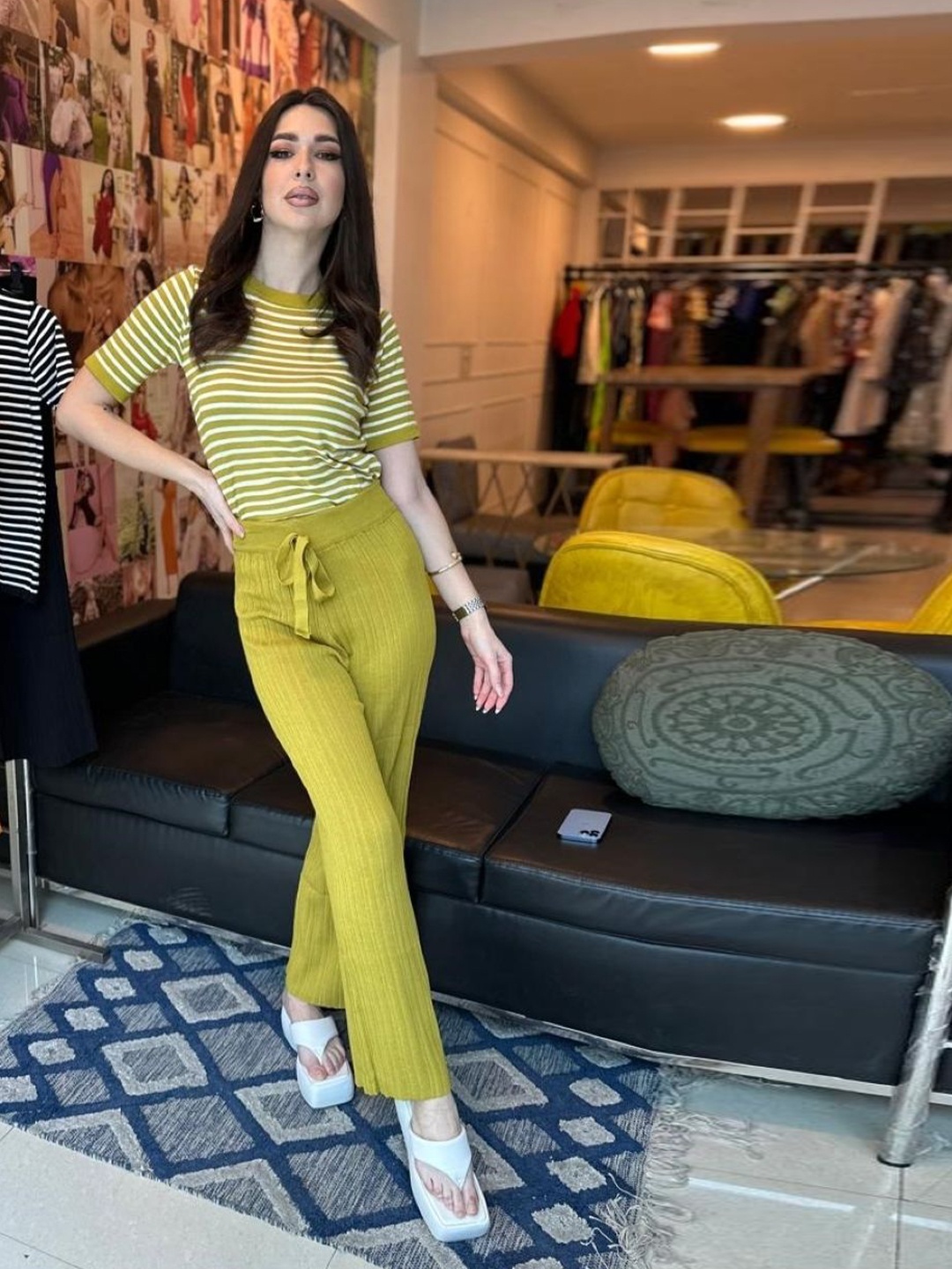 

StyleAsh Striped Top With Trousers, Green