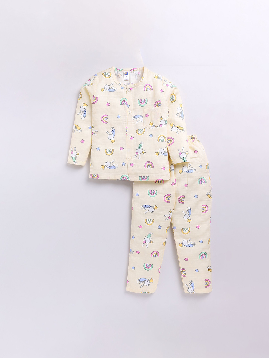 

Nottie Planet Girls Conversational Printed Night suit, Yellow