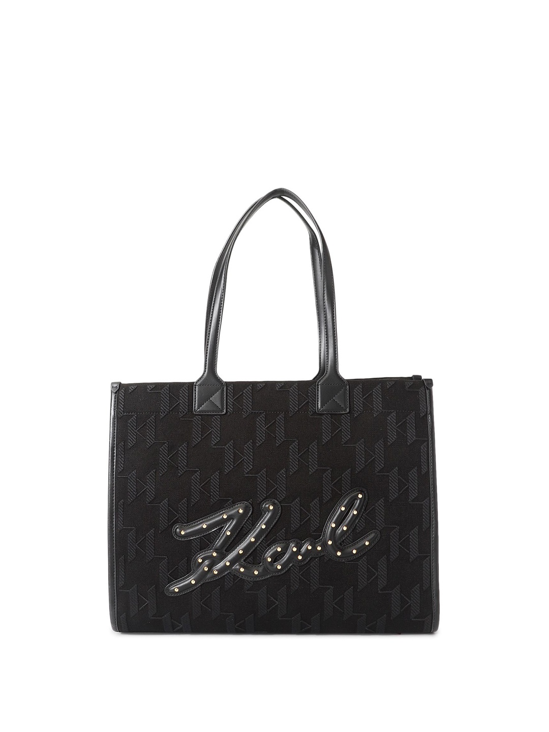 

Karl Lagerfeld Women Typography Printed Shopper Tote Bag, Black