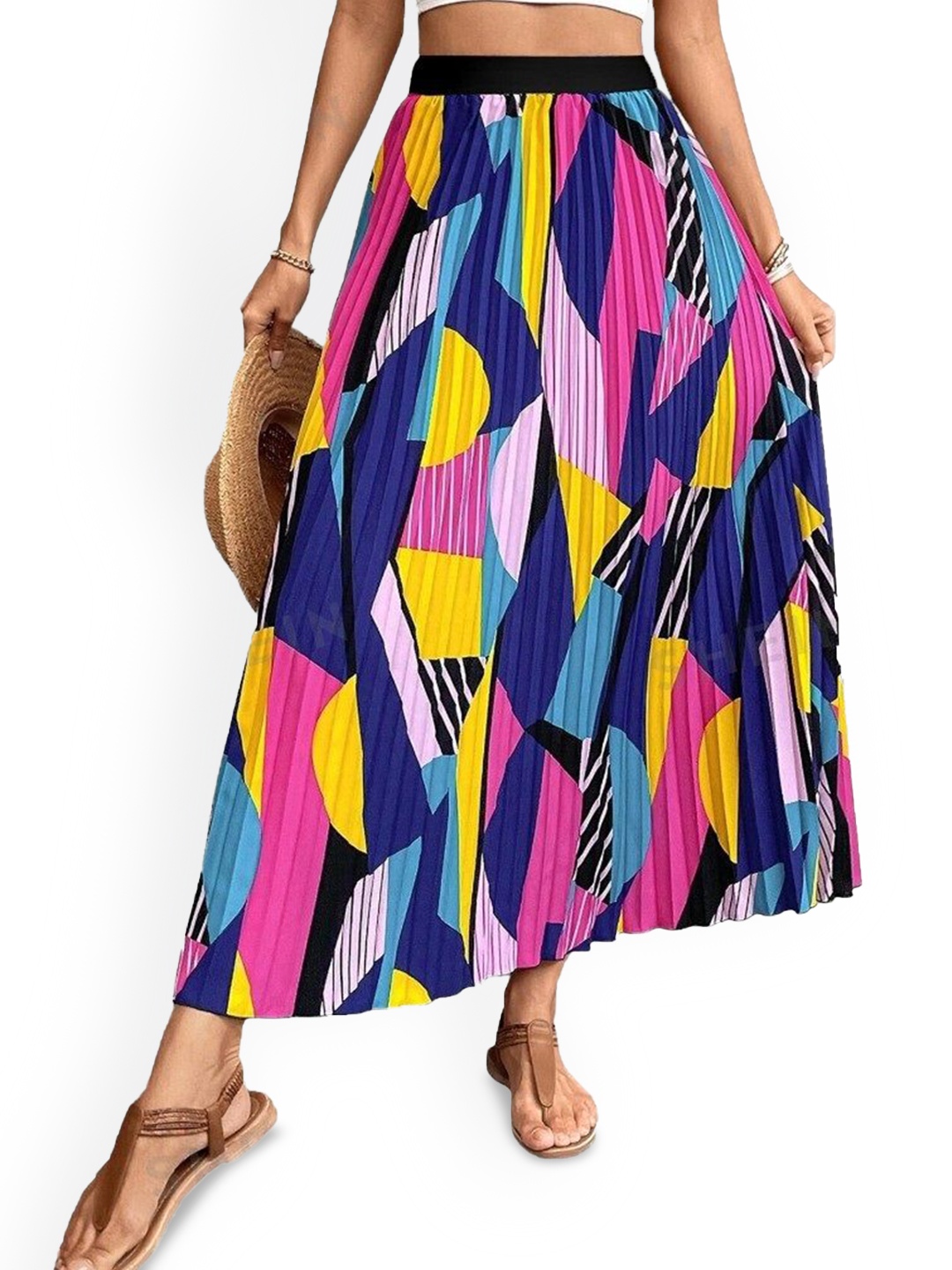 

Krunal Raiyani Women Graphic Printed Maxi Skirt, Blue