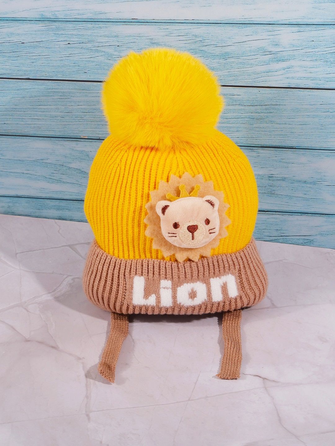 

DukieKooky Kids Woollen Winter Beanie, Yellow