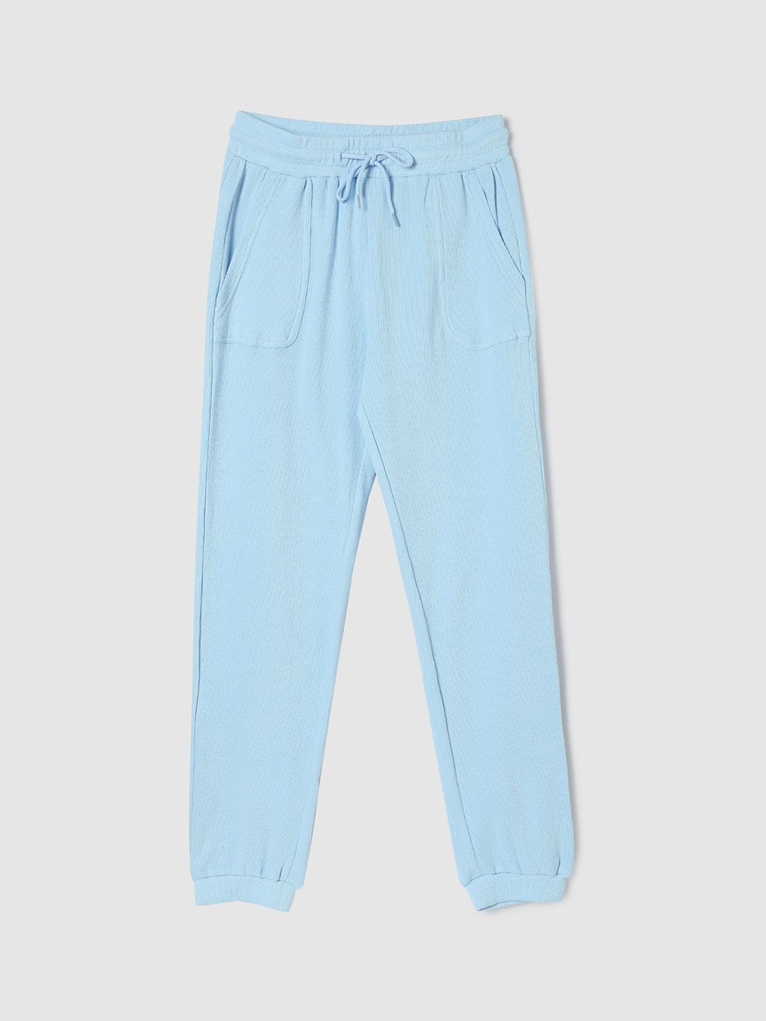 

max Girls Cotton Regular Fit Mid-Rise Joggers, Blue