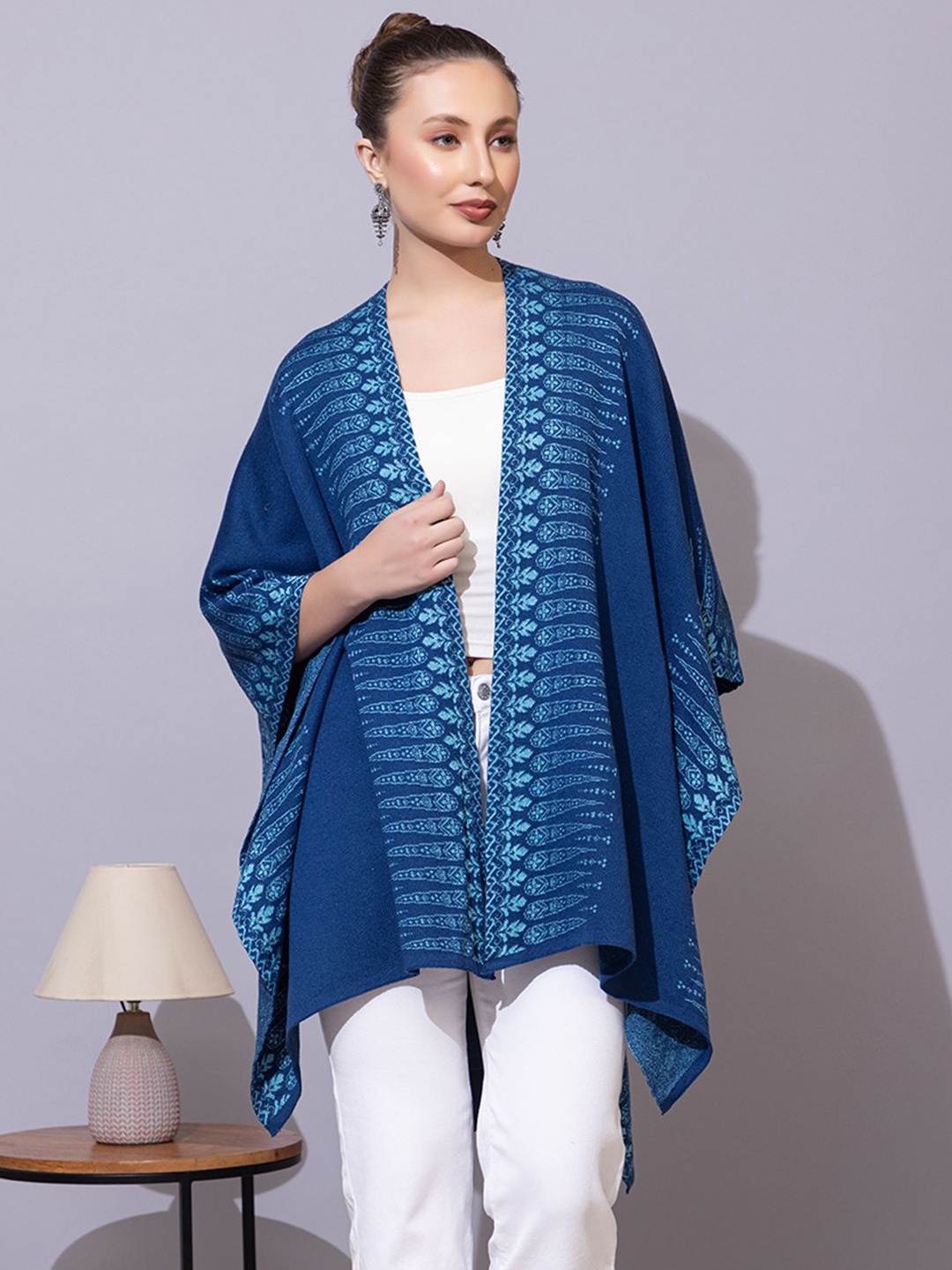 

Anouk Woven Design Open Front Shrug, Blue