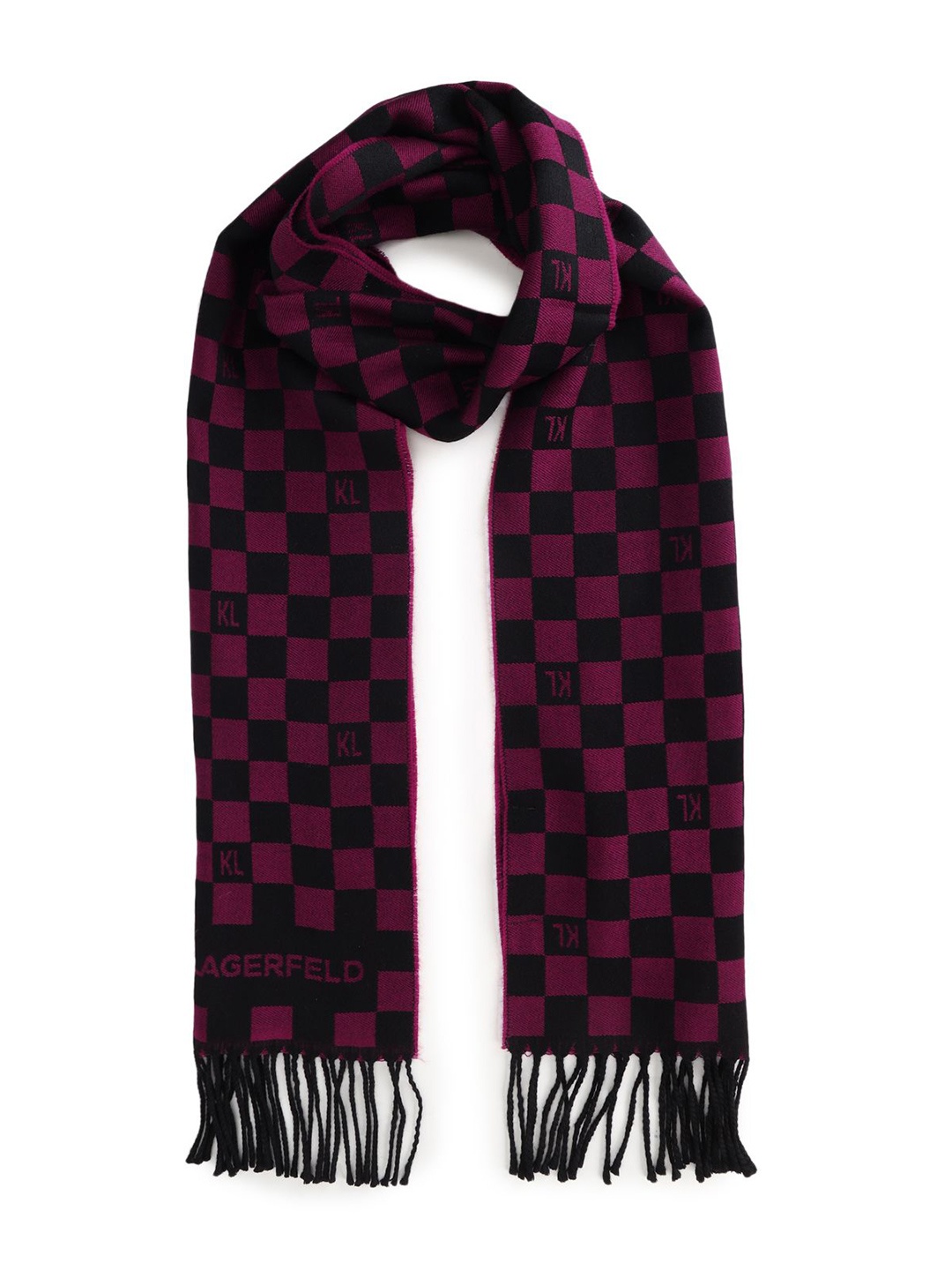 

Karl Lagerfeld Men Printed Checked Scarf, Black