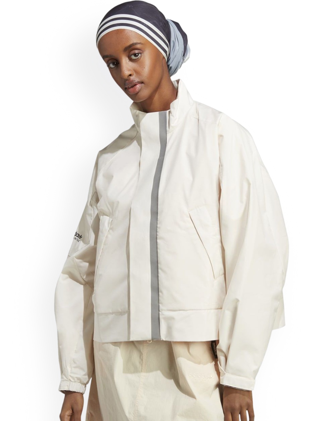 

ADIDAS Originals Women Polyester Longline Open Front Jacket, White