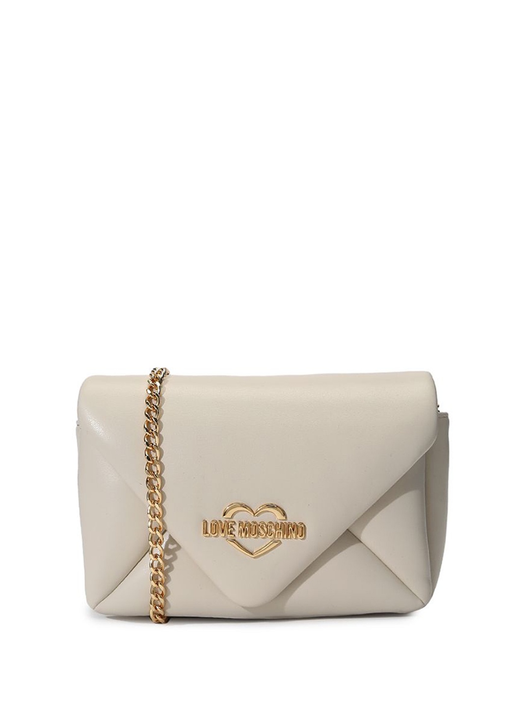 

LOVE MOSCHINO Women Textured Solid Structured Leather Sling Bag, Cream