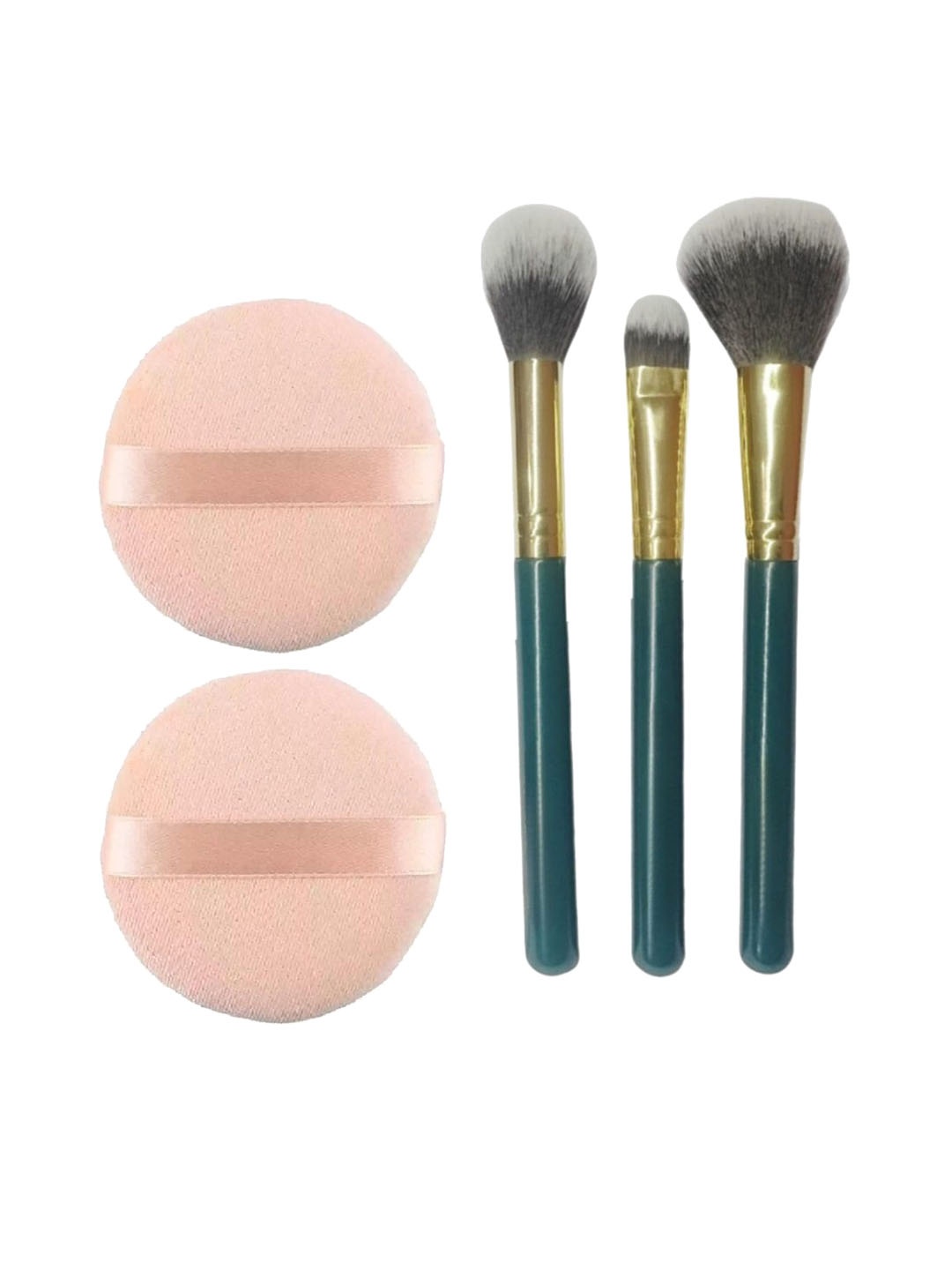 

Facejewel Set of 3 Professional Makeup Brush with 2 Round Puff, Black