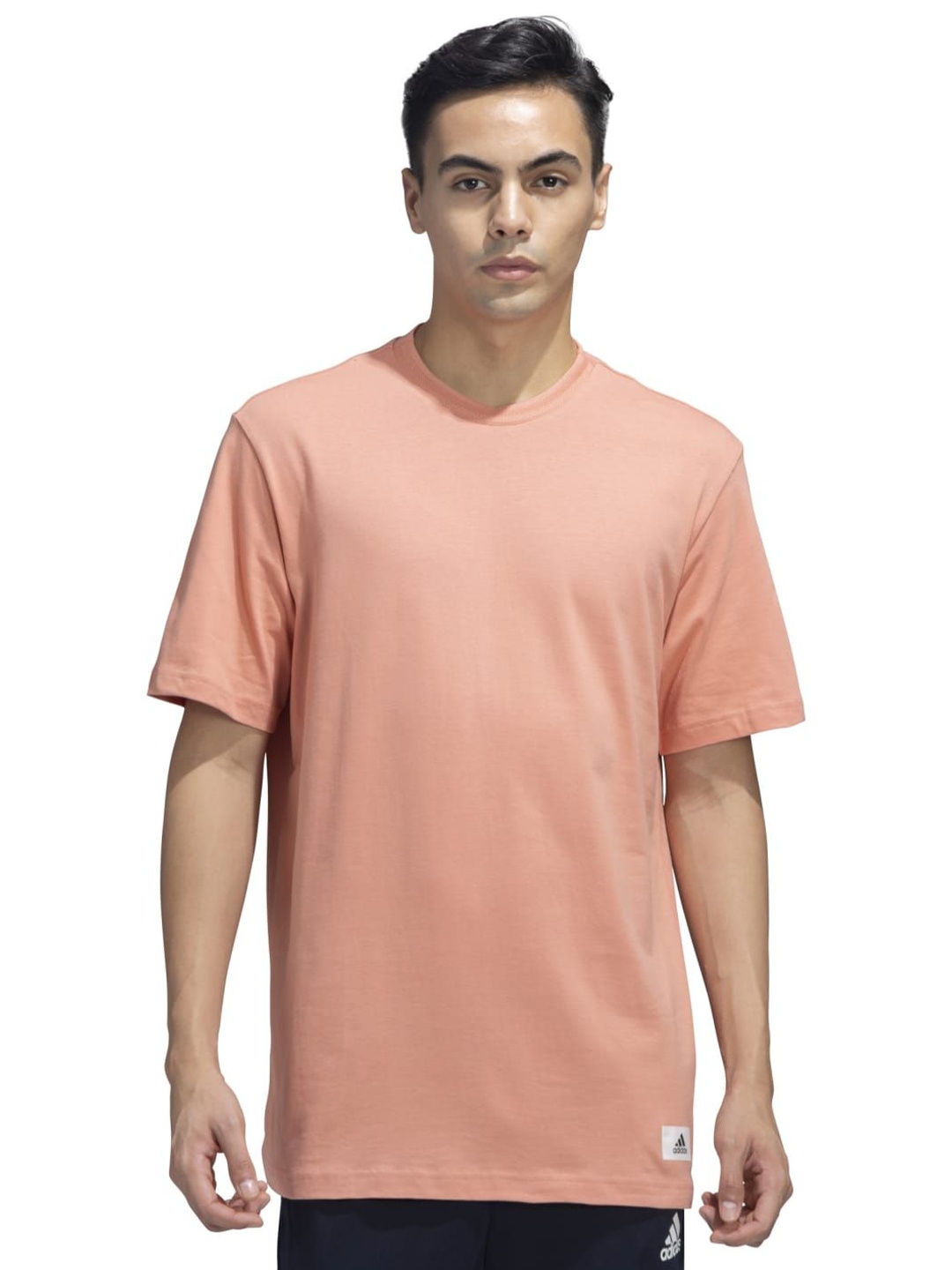 

ADIDAS Cotton Round Neck Cotton T-Shirts, Peach