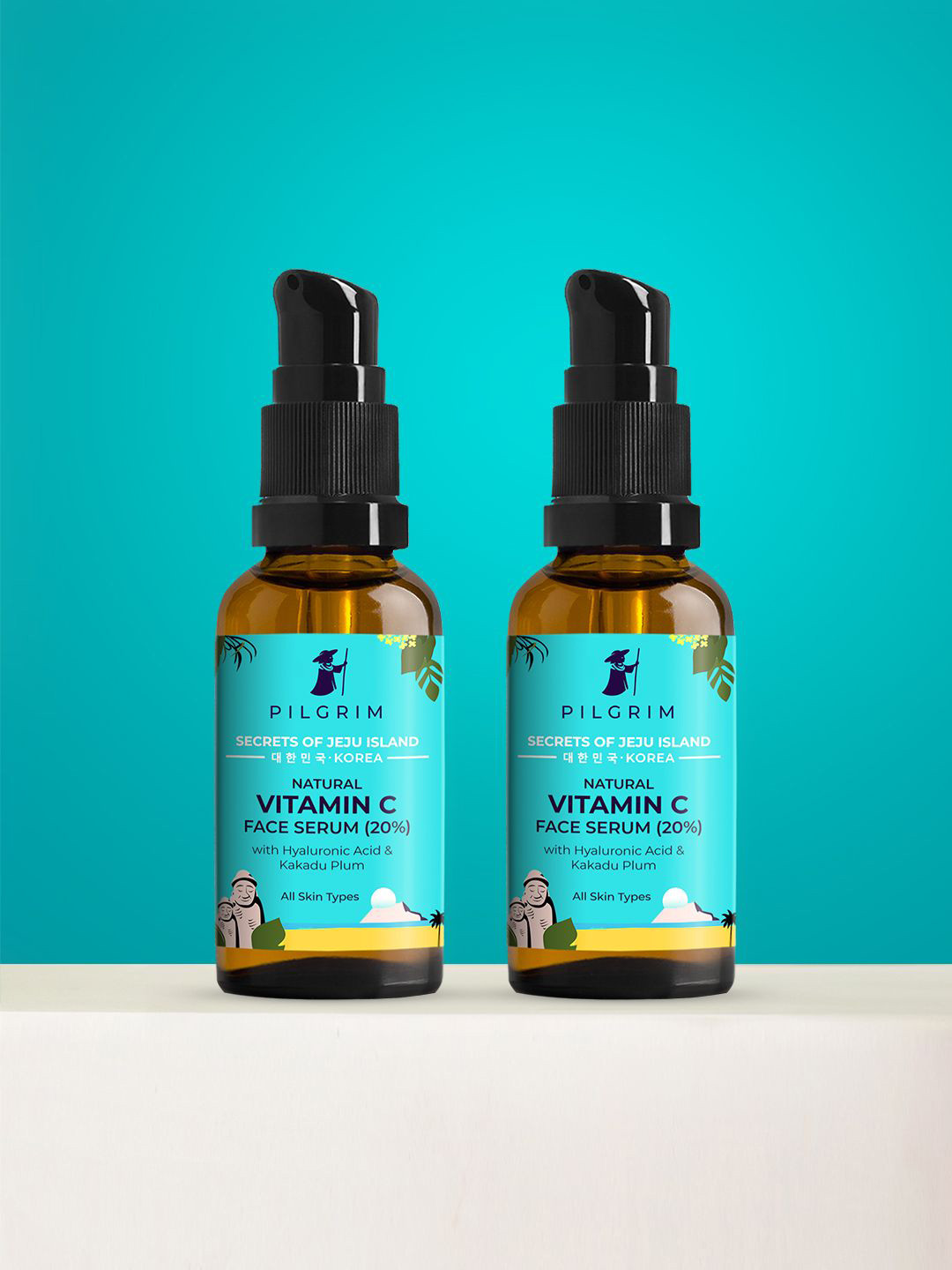 

Pilgrim Set Of 2 20% Vitamin C Serum With Hyaluronic Acid & Kakadu Plum - 30 ml Each, Teal