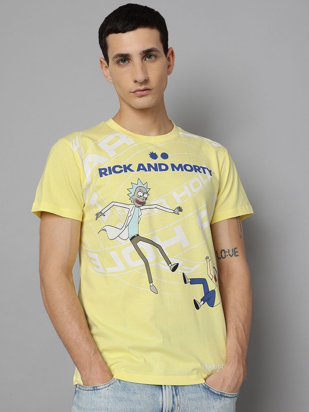 

Free Authority Men Rick & Morty Printed Cotton T-shirt, Yellow