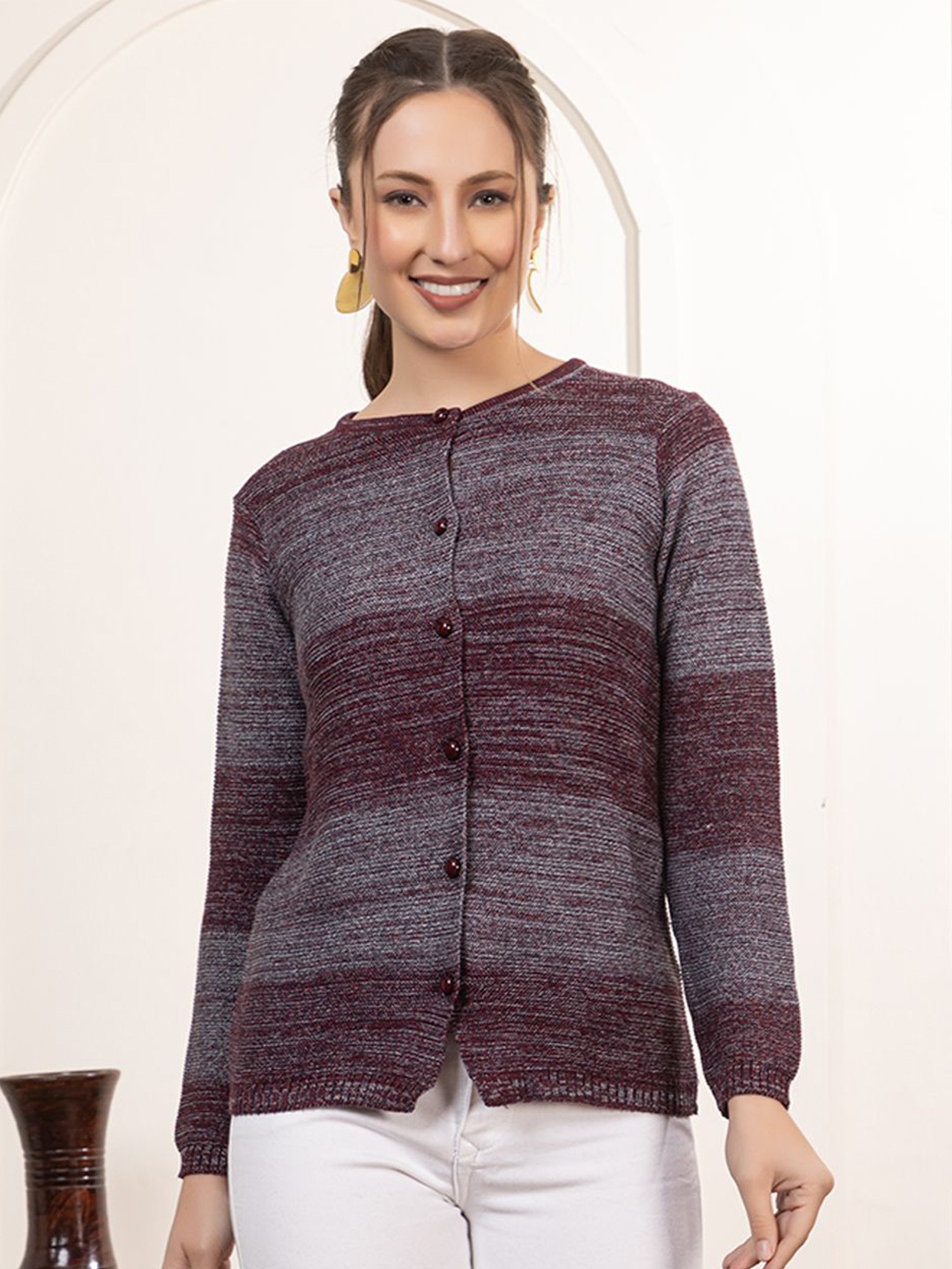 

Anouk Women Round Neck Cardigan, Maroon