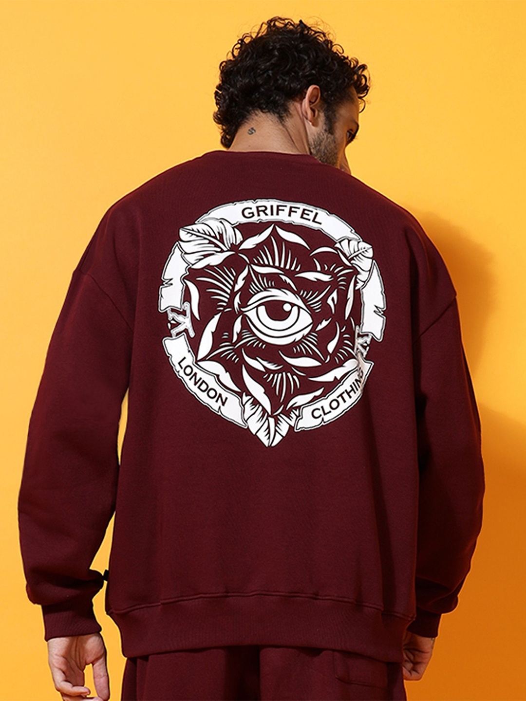 

GRIFFEL Men Graphic Printed Sweatshirt, Maroon