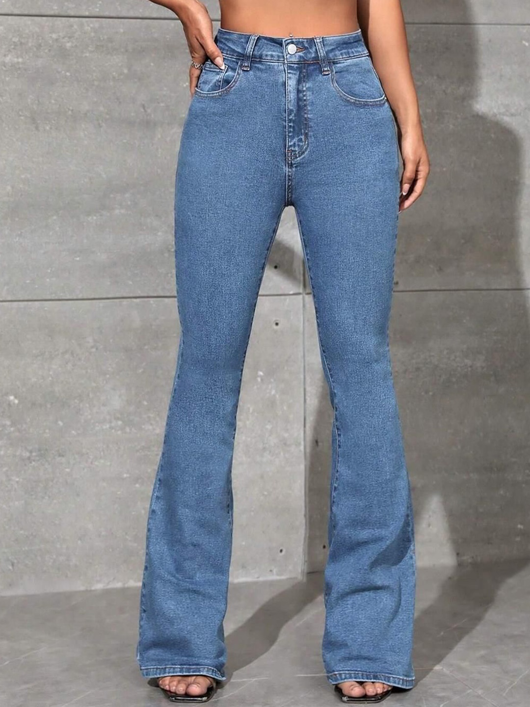 

Stylecast X Kotty Women Bootcut High-Rise Stretchable Jeans, Blue