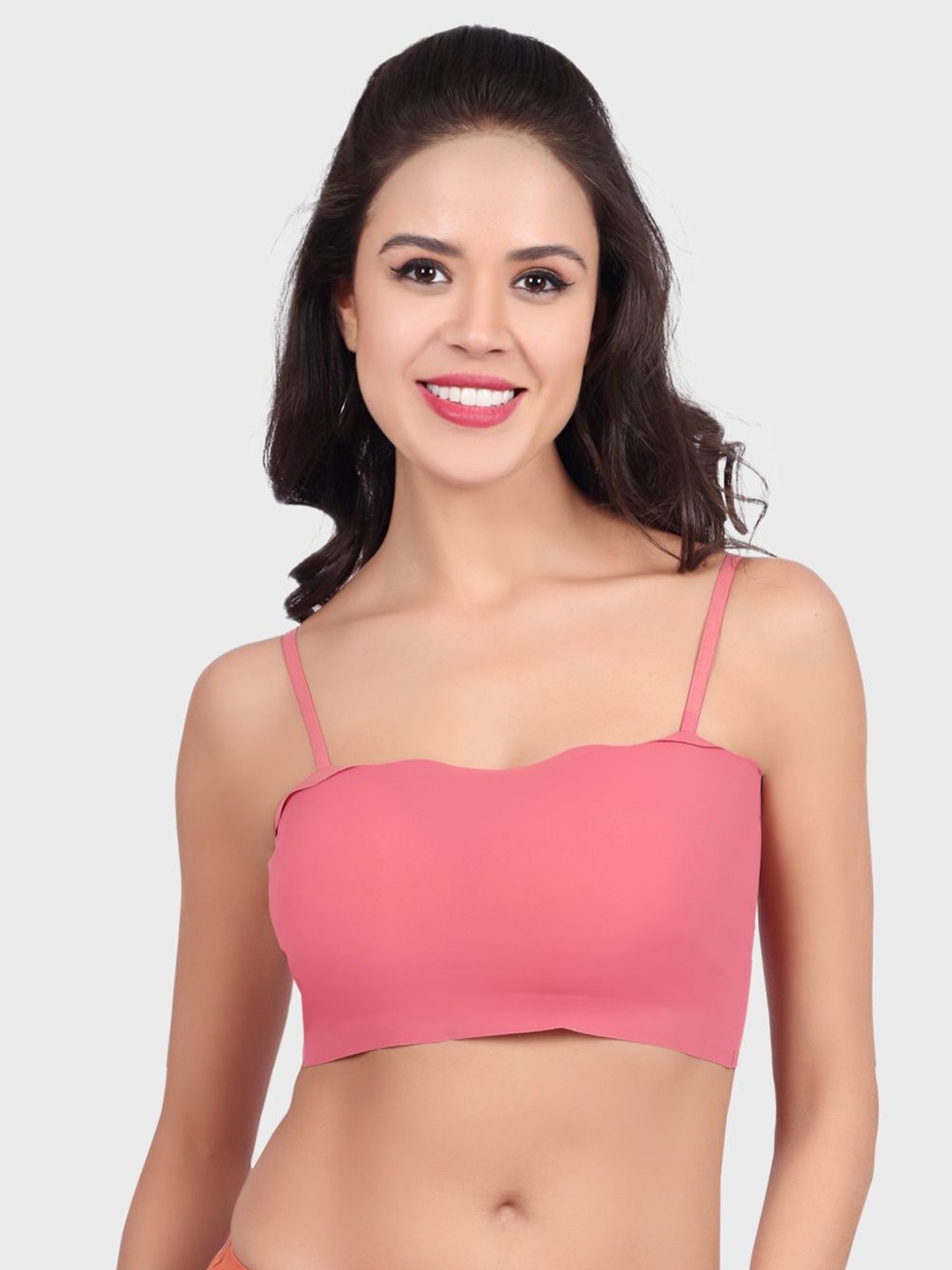 

Luella Women Full Coverage Removable Padding Bandeau Bra, Rose