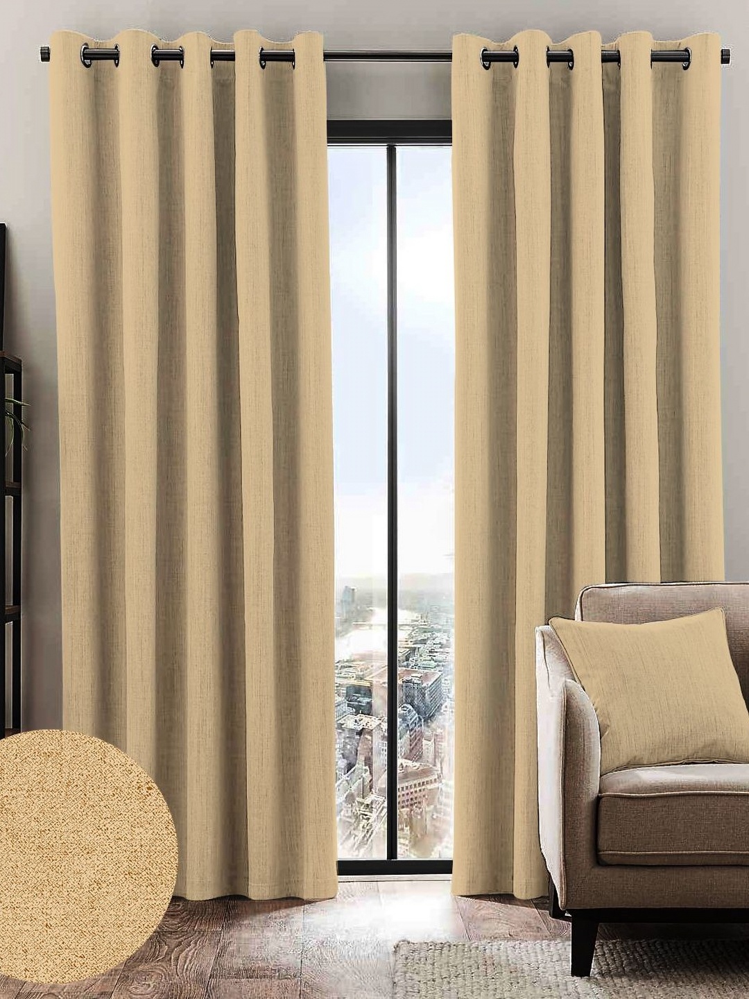 

Nefertiti Home Yellow 2 Pieces Black Out Long Door Curtains