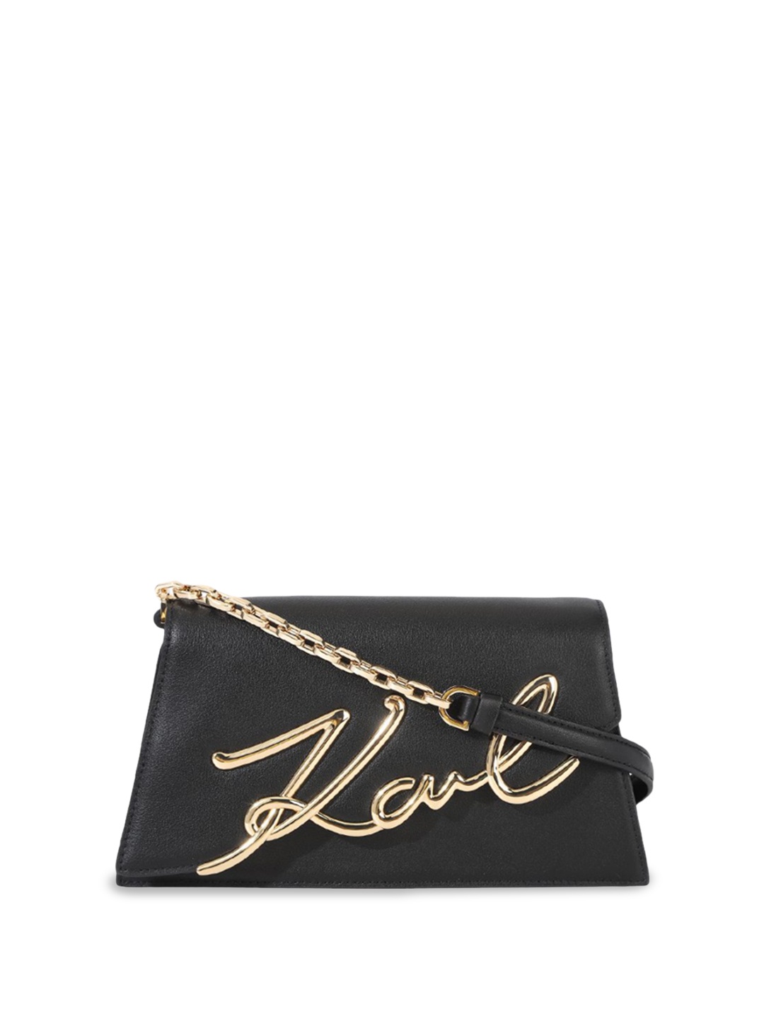 

Karl Lagerfeld Women Typography Printed Structured Sling Bag, Black