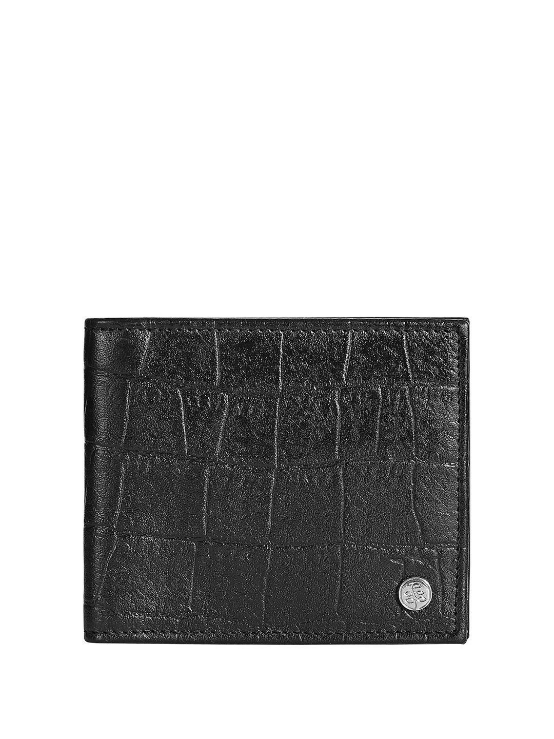 

Eske Men Textured Leather Two Fold Wallet, Black