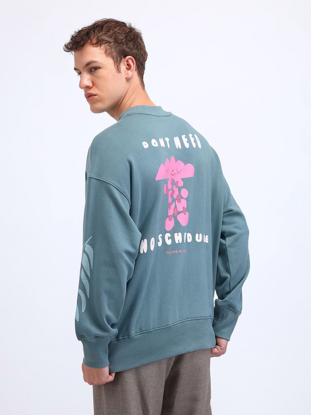 

Flying Machine Men Cotton Graphic Printed Long Sleeves Sweatshirt, Blue