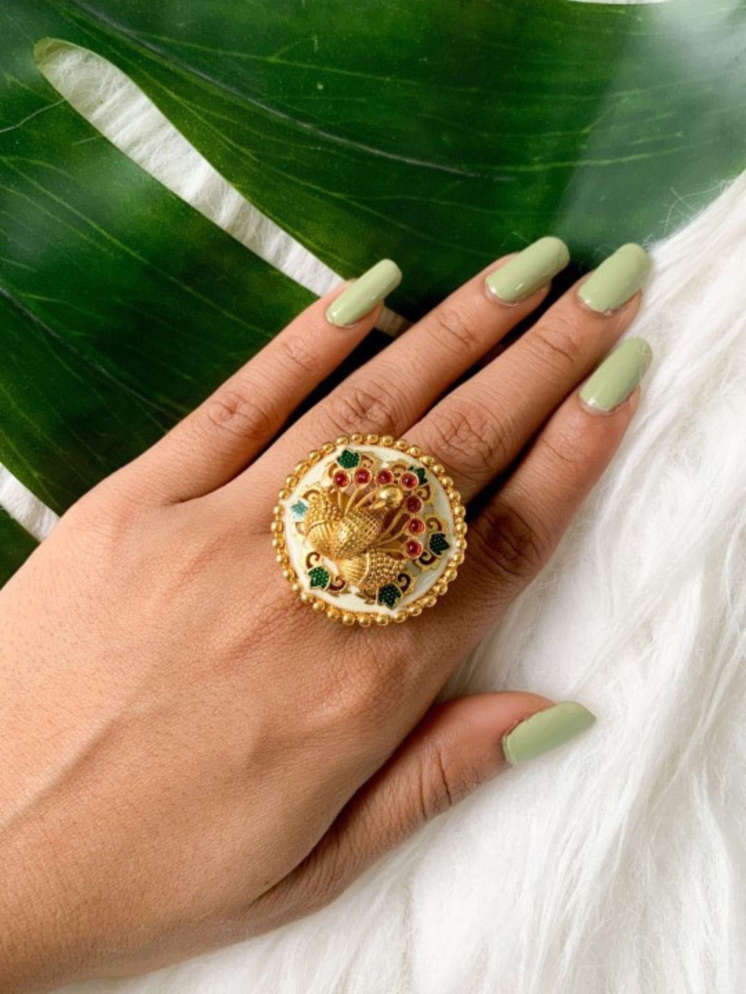 

I Jewels Gold-Plated Stone Studded Finger Ring