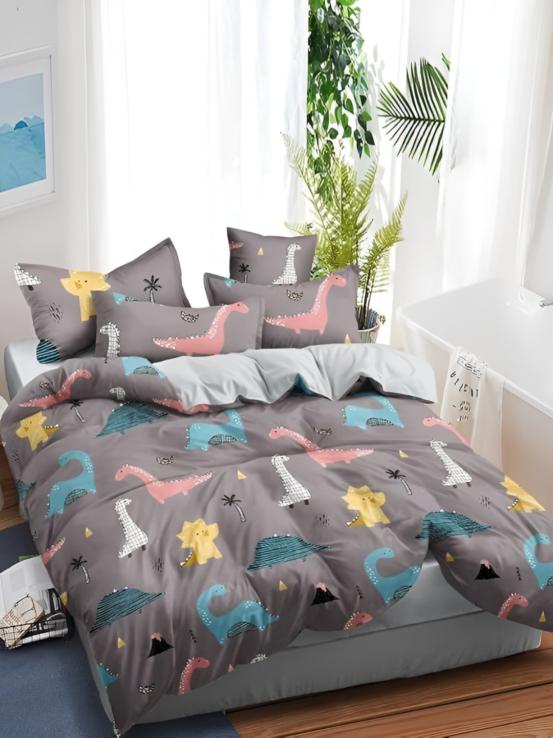 

MORADO Brown & Yellow Printed King Size Duvet Cover