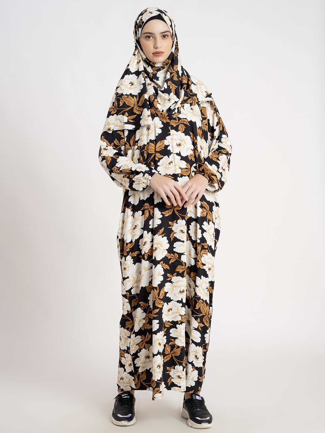 

SANASH Collections Floral Printed Abaya Burqa With Scarf, Black