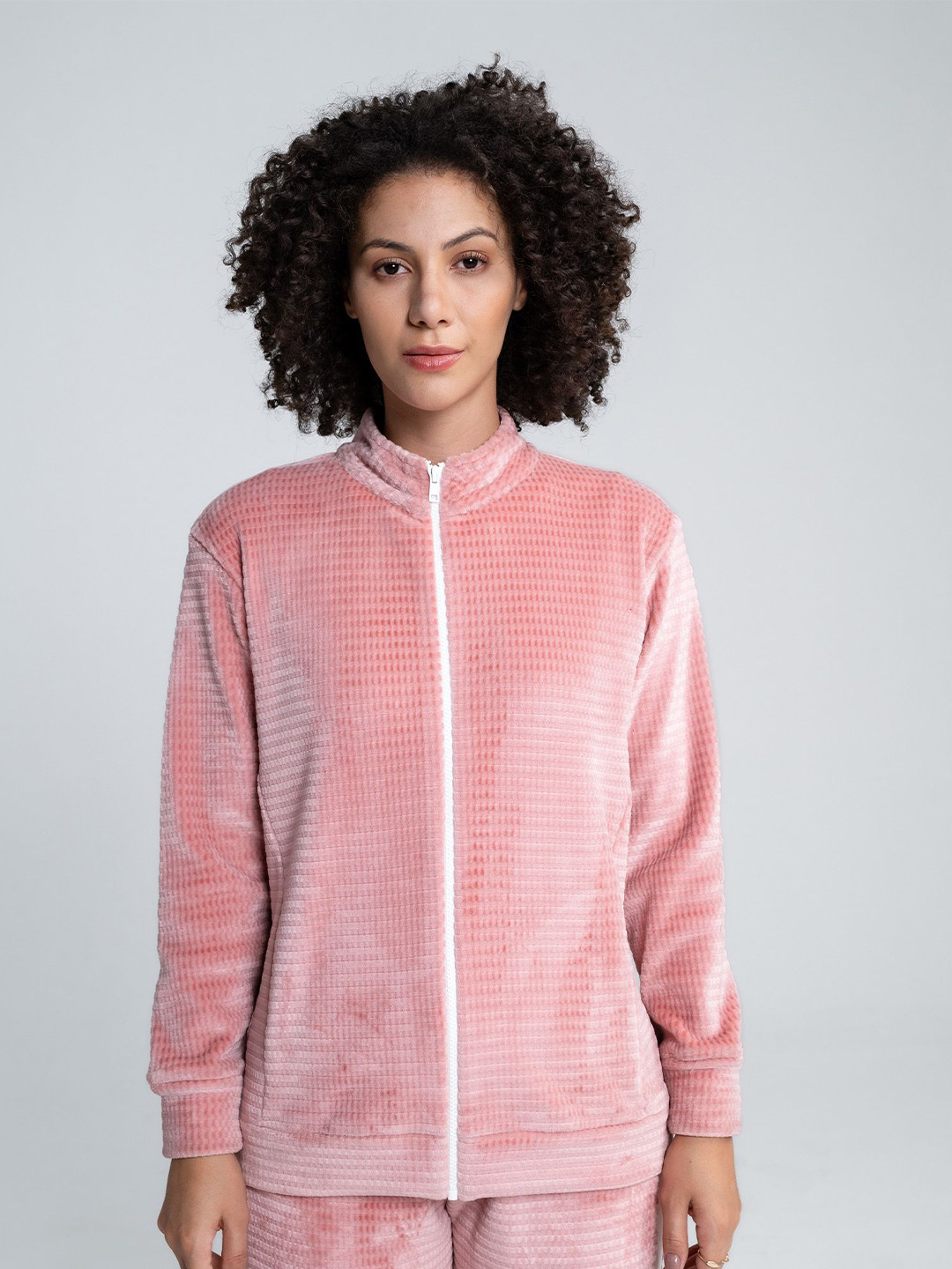 

EDRIO Women Printed Henley Neck Sweatshirt, Pink