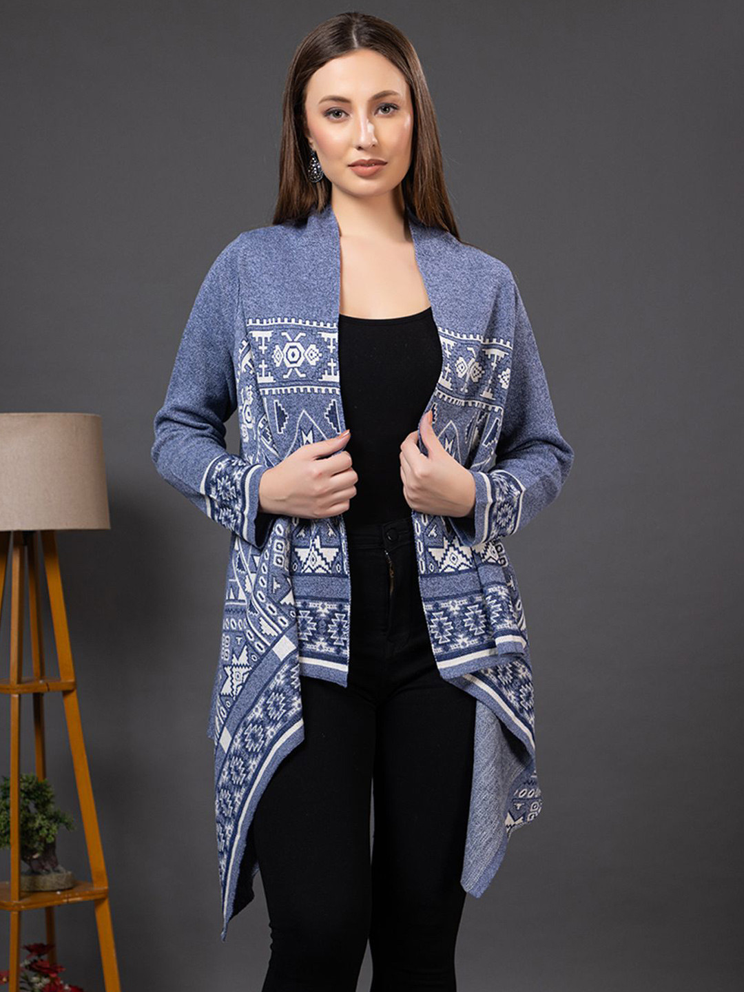 

Anouk Woven Design Open Front Shrug, Navy blue