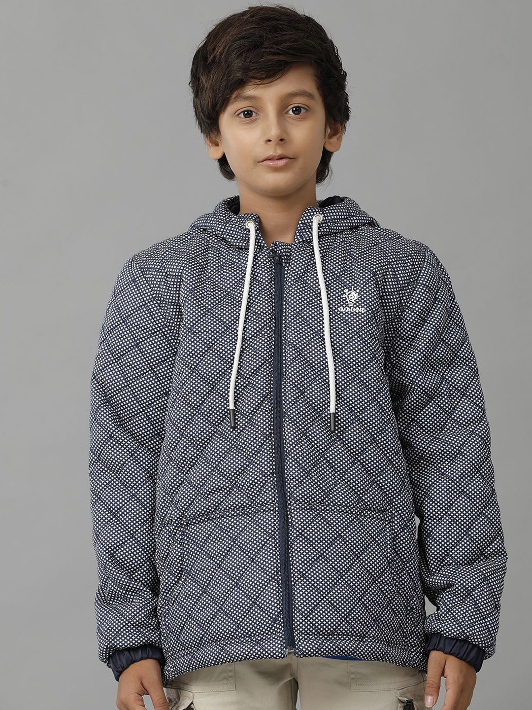 

UNDER FOURTEEN ONLY Boys Geometric Quilted Jacket, Blue