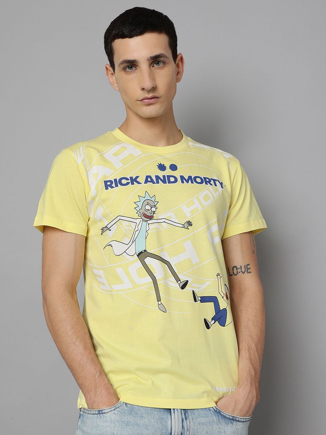 

Free Authority Men Rick & Morty Printed Cotton T-shirt, Yellow