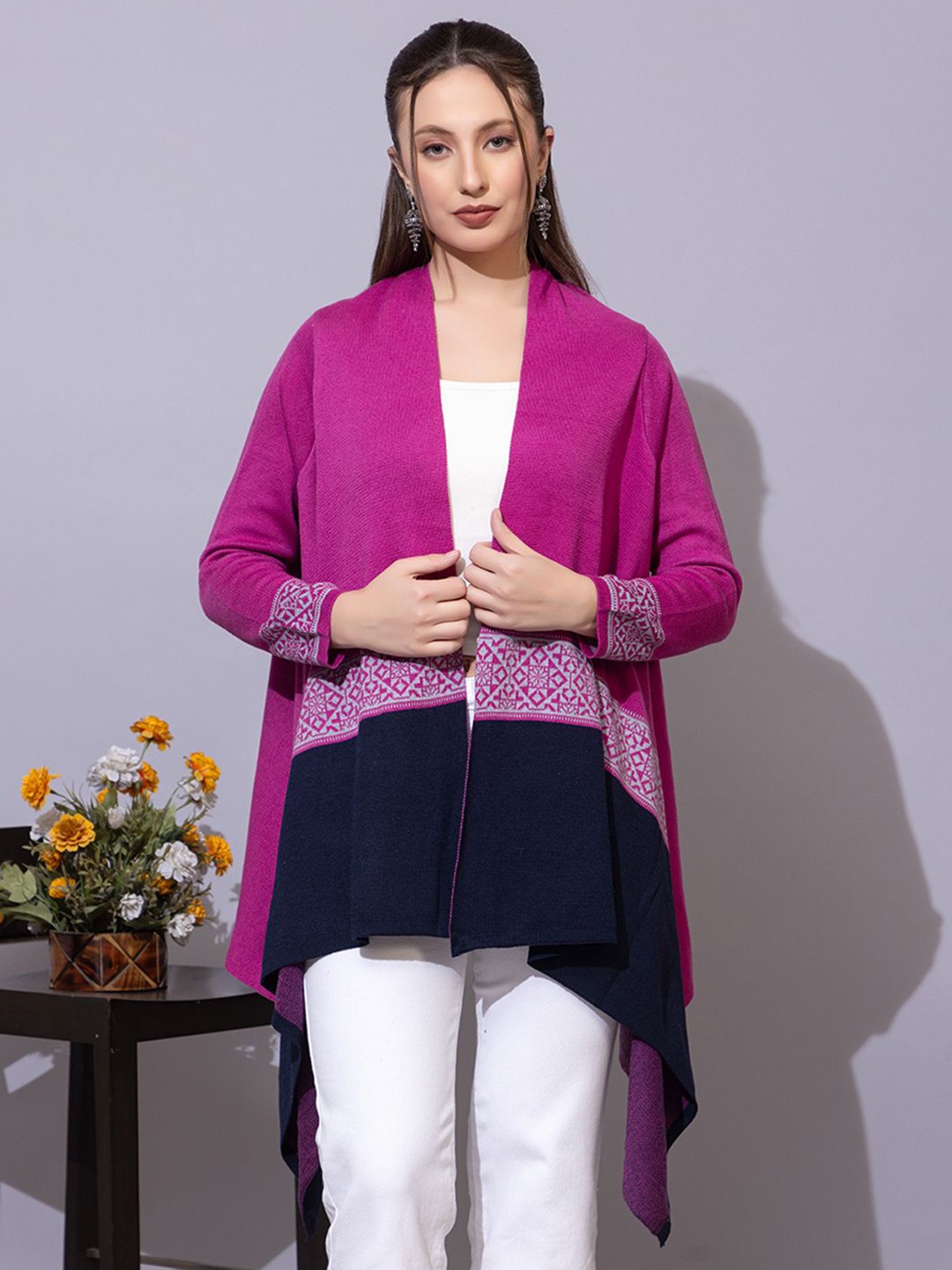 

Anouk Colourblocked Open Front Shrug, Purple