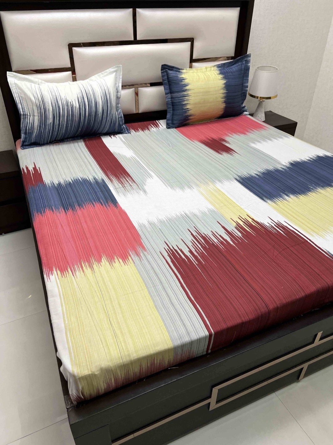 

Pure Decor Cotton King Size Double Bed Bedsheet With 2 Pillow Covers 2.74m X 2.74m, Blue