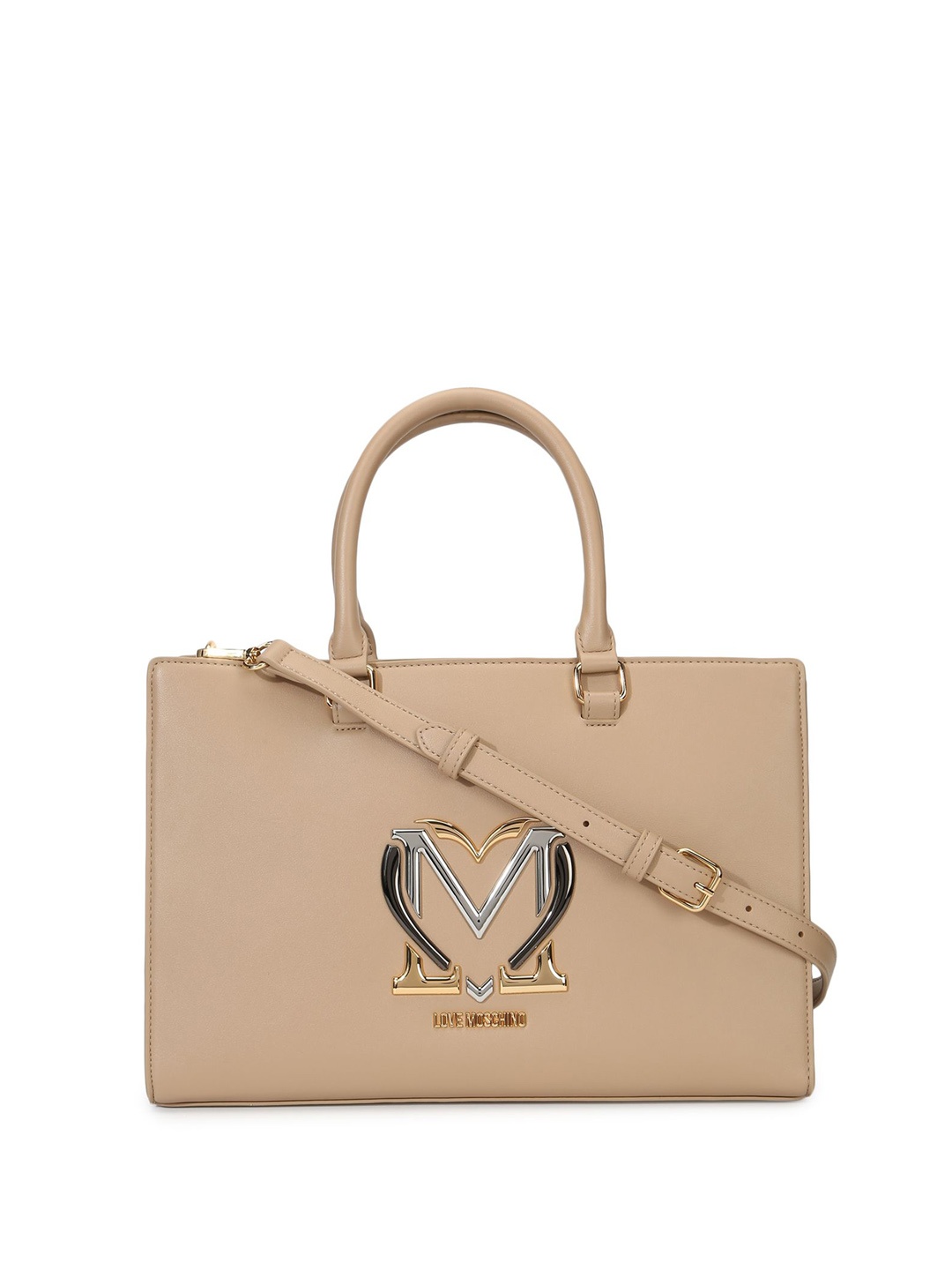 

LOVE MOSCHINO Women Textured Solid Structured Handheld Bag, Beige