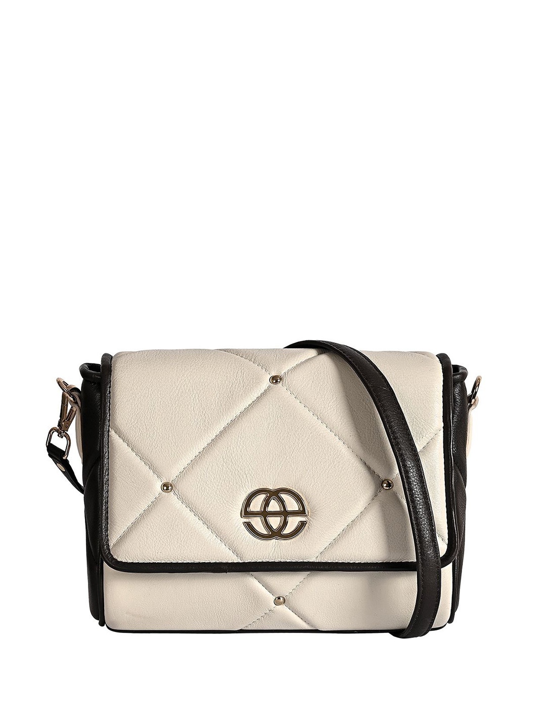 

Eske Women Textured Solid Structured Leather Sling Bag, Beige