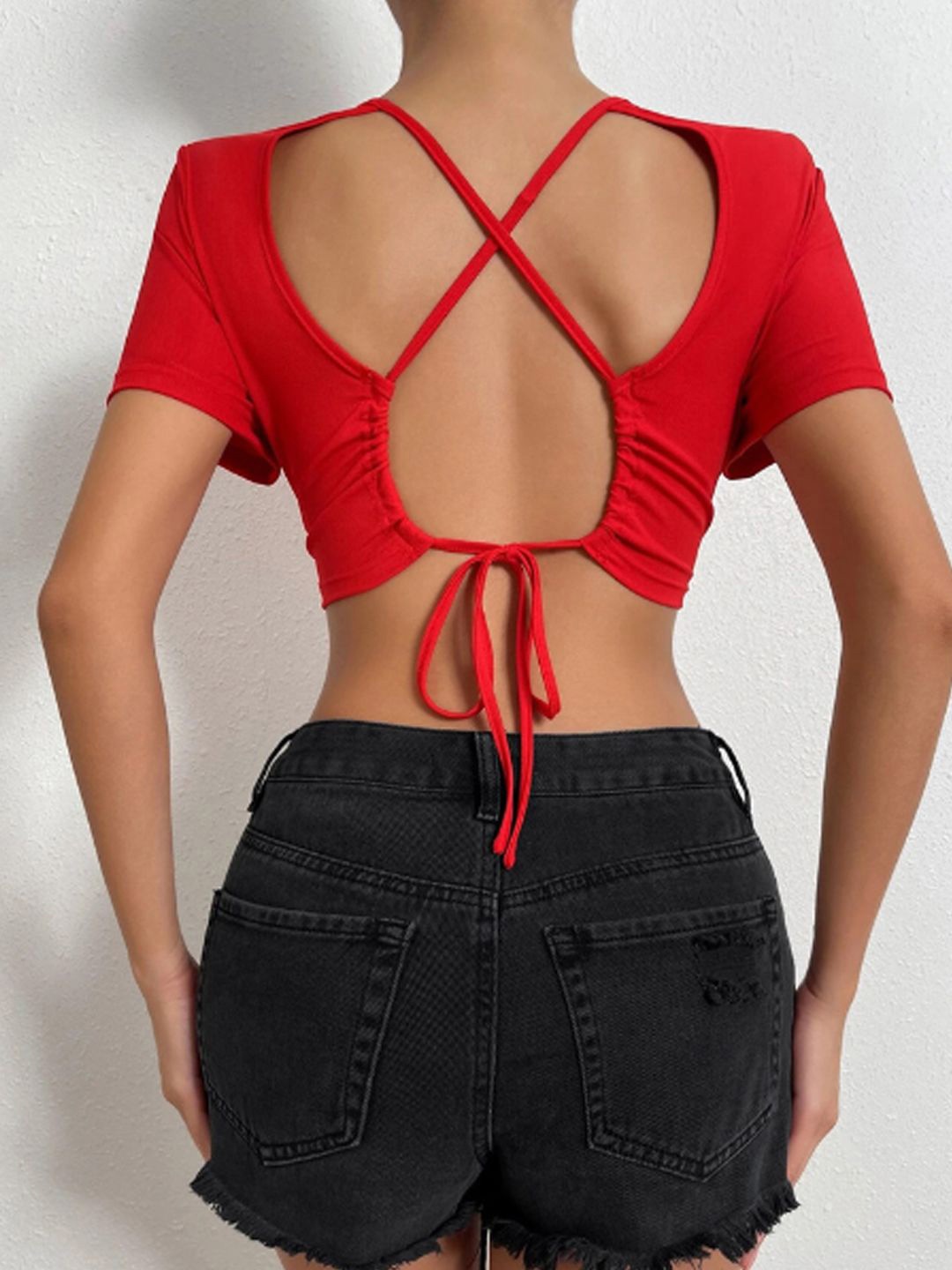 

StyleCast Styled Back Crop Top, Red