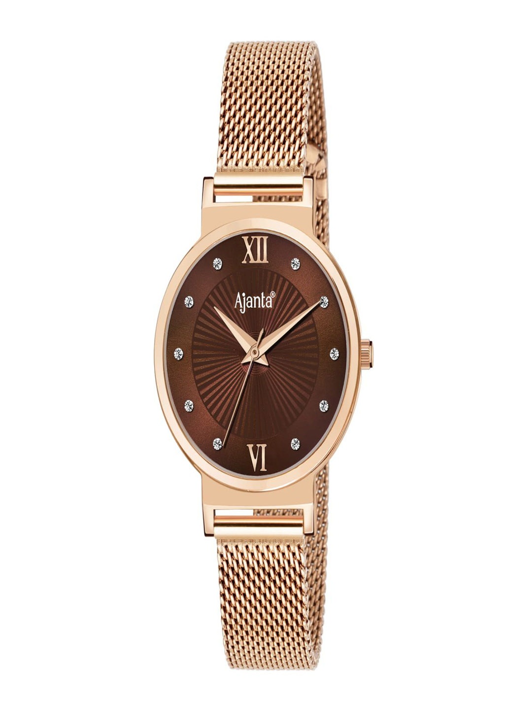 

Ajanta Quartz Women Water Resistant Stainless Steel Straps Analogue Watch AWC117ESL 4, Rose gold