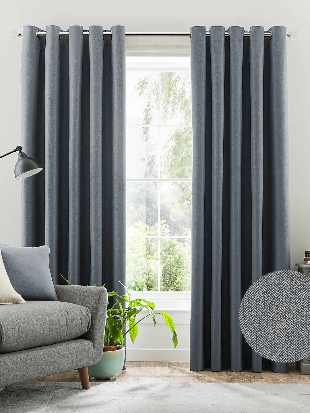 

Nefertiti Home Grey 2 Pieces Black Out Long Door Curtain