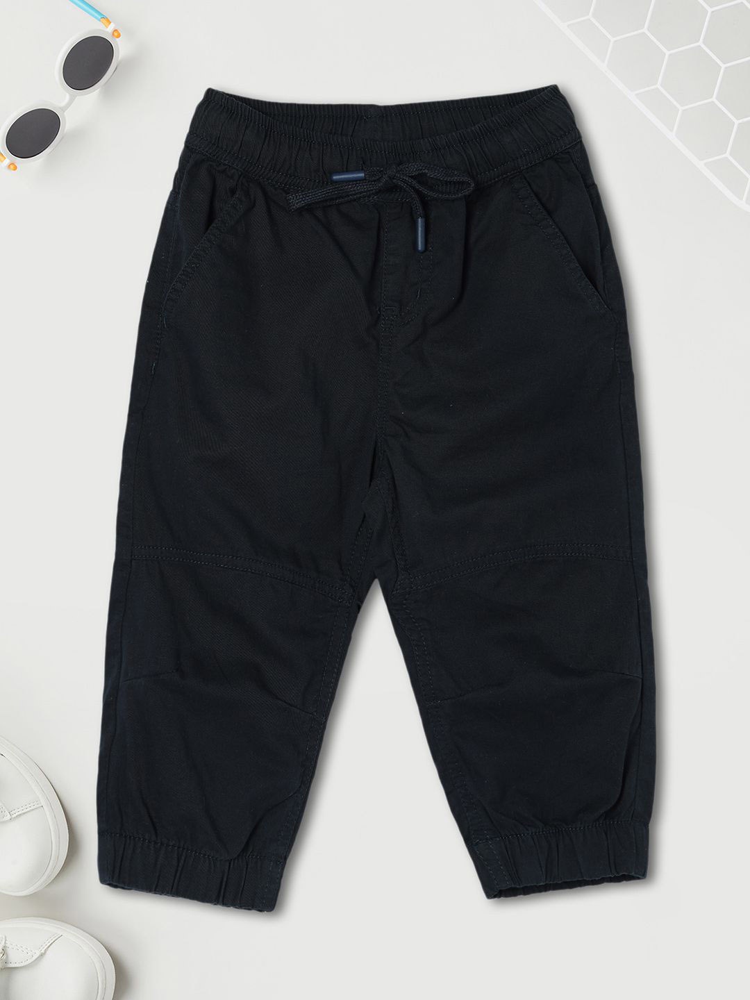 

max Cotton Mid- Rise Jogger Trousers, Black