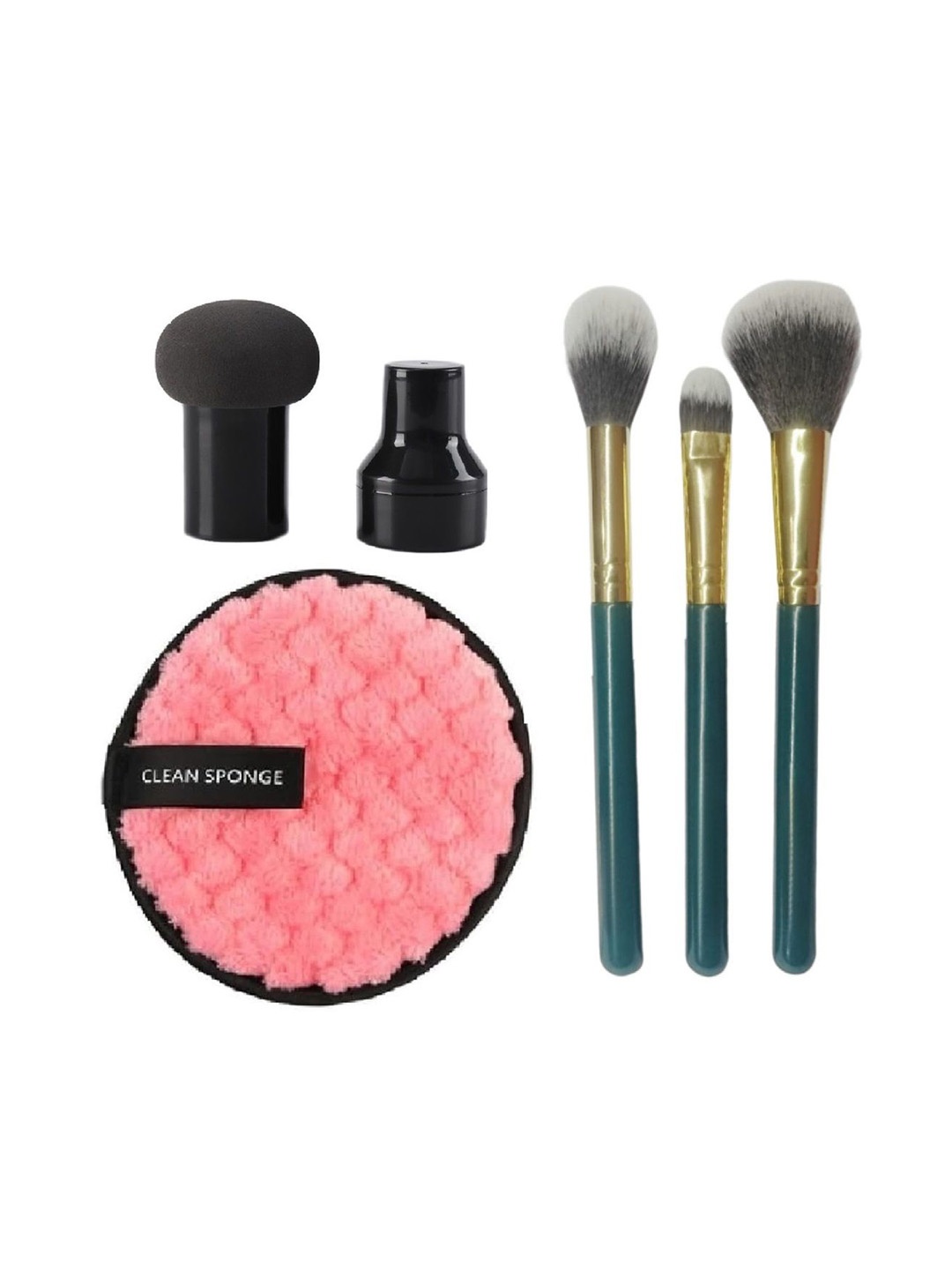 

Facejewel Set Of 5 Makeup Brush With Makeup Remover & Mushroom Puff, Multi